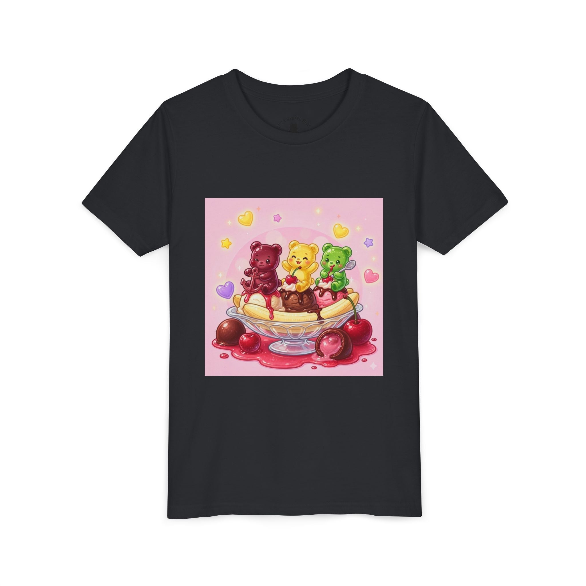 Gooey Gummy Bears on Banana Split Boat Graphic Youth T-Shirt