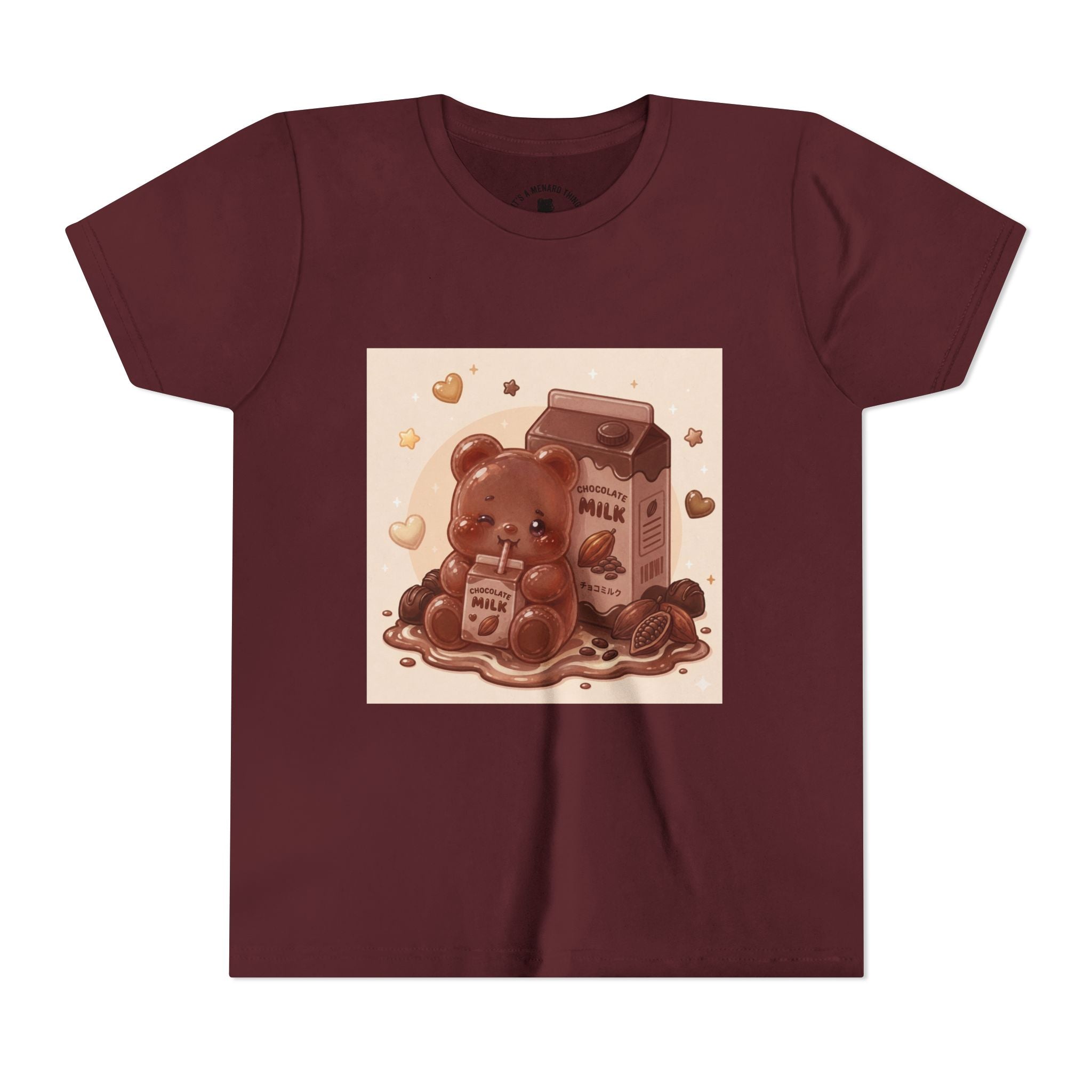 Kids Milk Chocolate Gooey Gummy Bear — Cute Milk Carton Graphic Youth T-Shirt