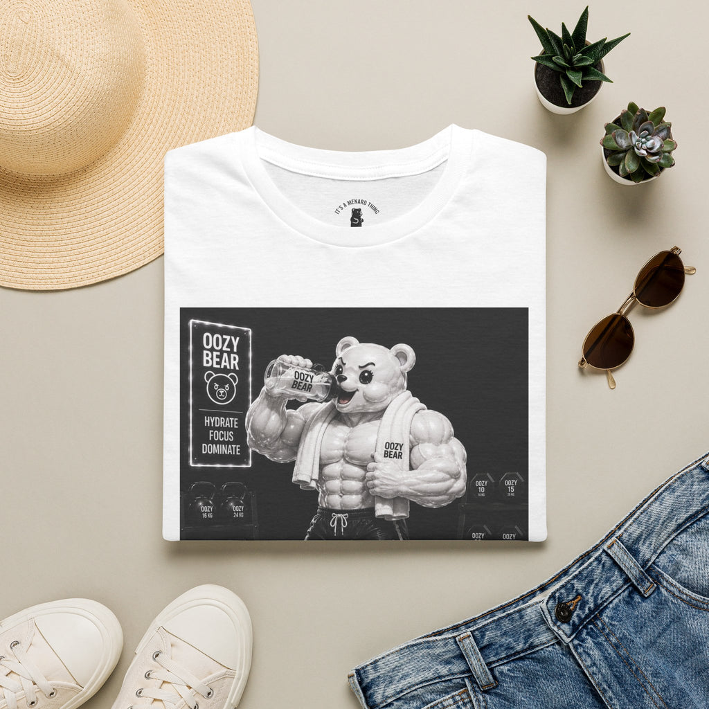 Rehydration Time, Oozy Buff Bodybuilder Gummy Gym Addition- Adult Graphic Shirt