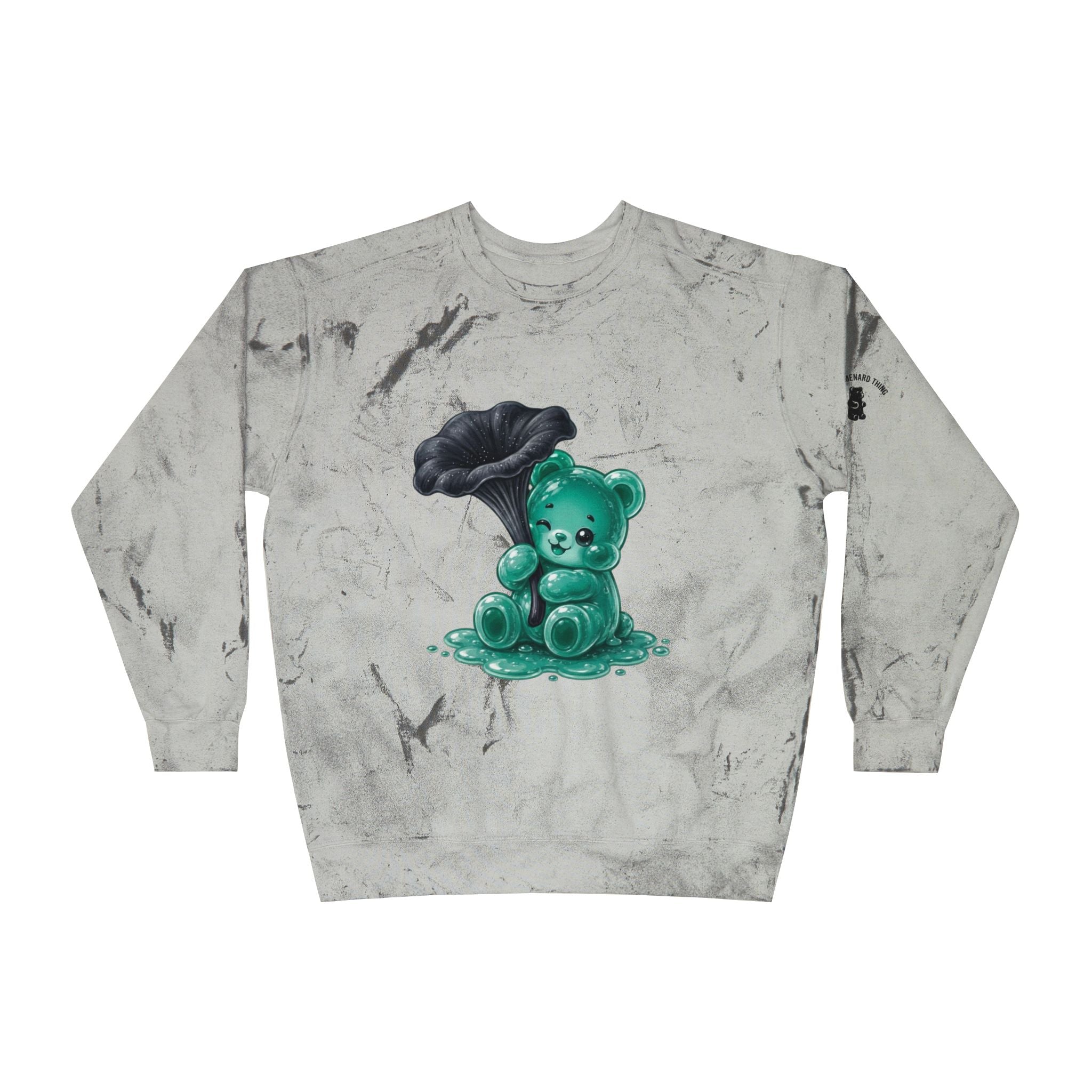 Black Trumpet Mushroom, Pretty Teal Gooey Gummy Bear-Kawaii Graphic Sweatshirt