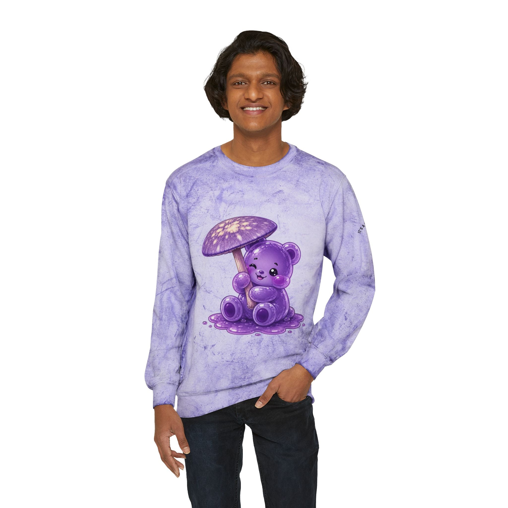 Special Purple Mushroom, Gooey Gummy Bear Friend — Kawaii Graphic Sweatshirt