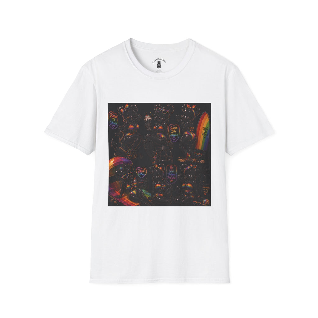 Black & Rainbow Special Addition Oozy Bear Beach Babe Pin Up- Adult Graphic Shirt (18+)