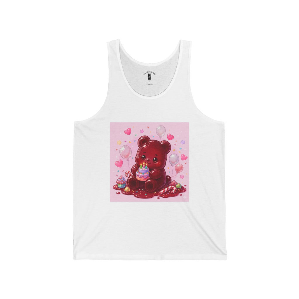 Birthday Cake Surprise! Red Gooey Gummy Bear – Cute Graphic Tank Top
