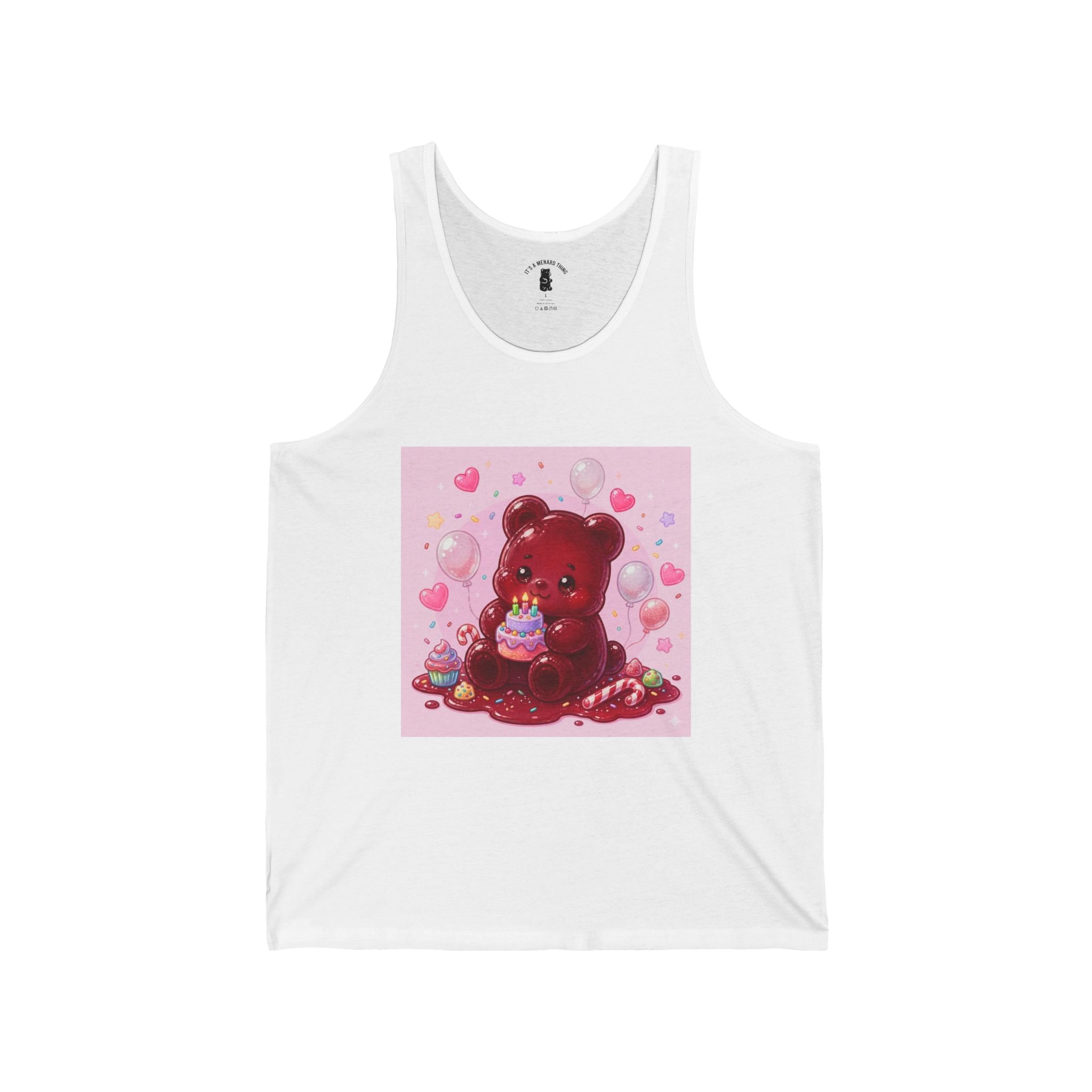 Birthday Cake Surprise! Red Gooey Gummy Bear – Cute Graphic Tank Top