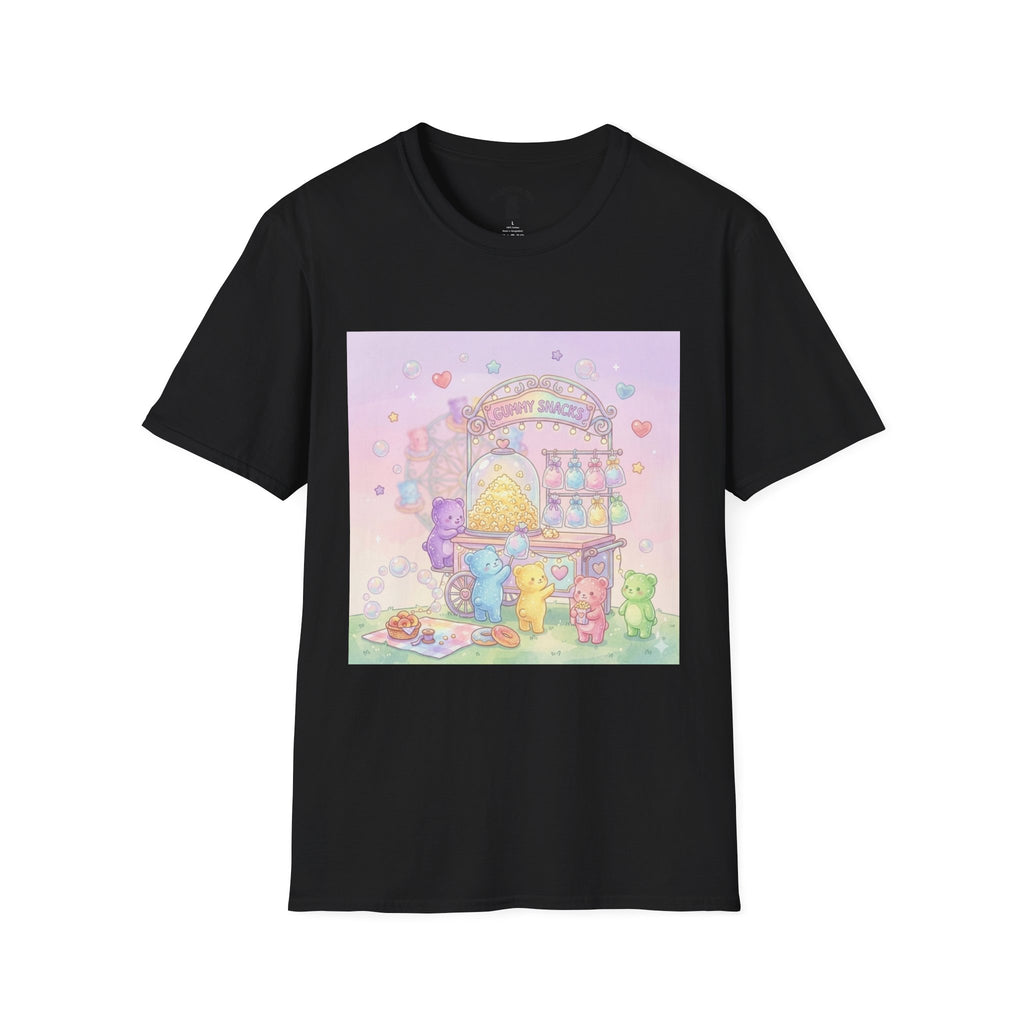 Carnival Snack Cart, Sharing with Friends Gooey Gummy Bears — Whimsical Graphic T-Shirt
