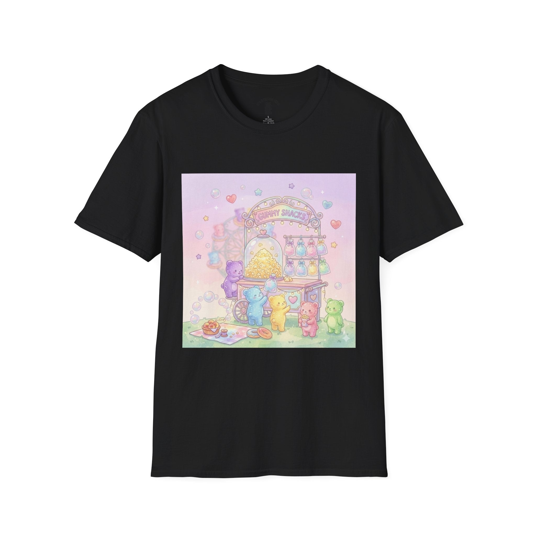 Carnival Snack Cart, Sharing with Friends Gooey Gummy Bears — Whimsical Graphic T-Shirt