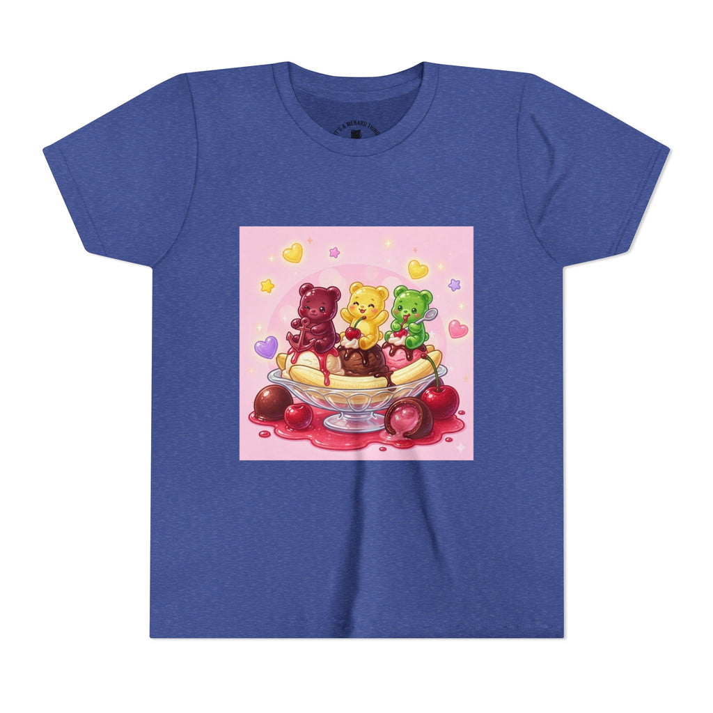 Gooey Gummy Bears on Banana Split Boat Graphic Youth T-Shirt