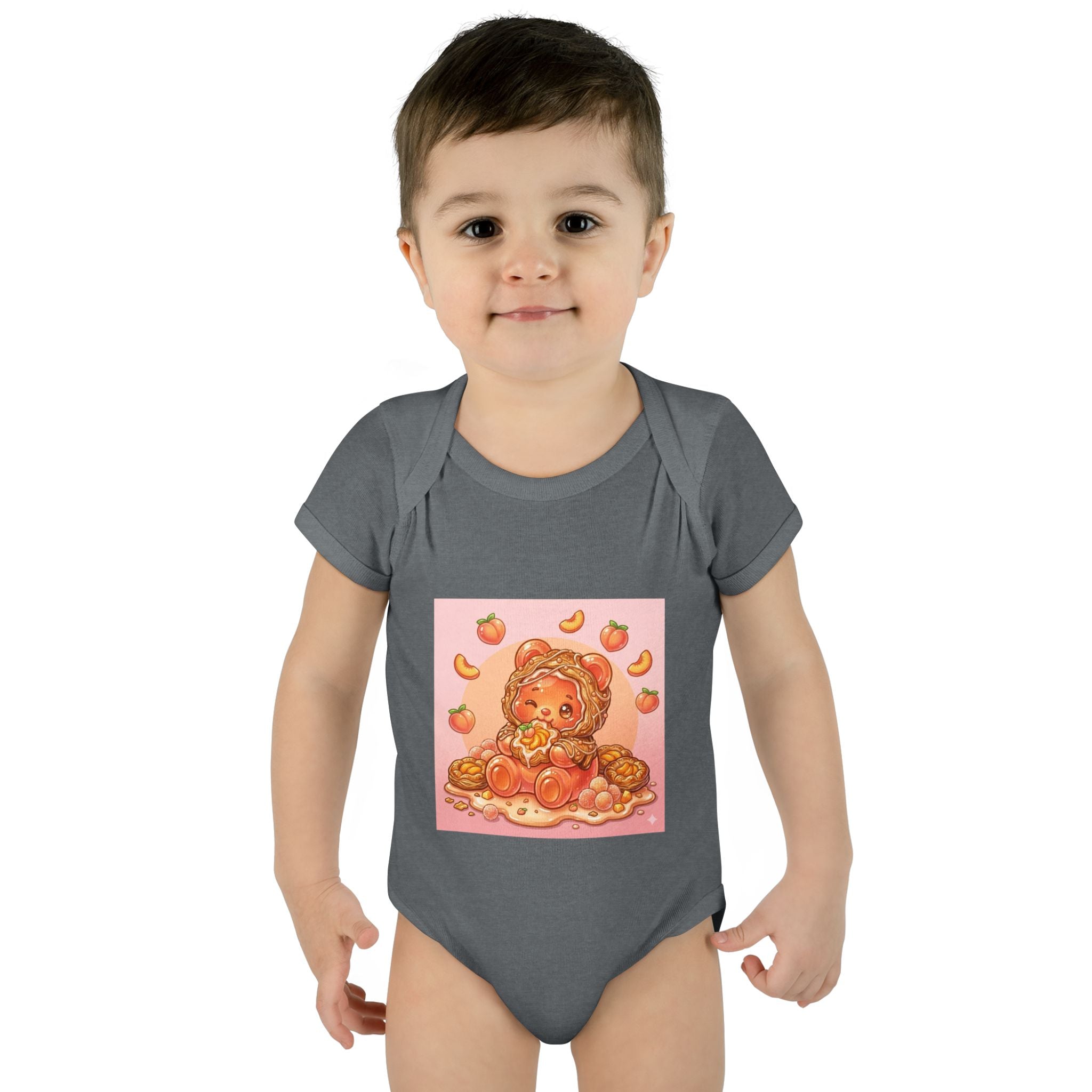 Peach Danish Gooey Gummy Bear in Puff Pasterie PJs Baby Onesie