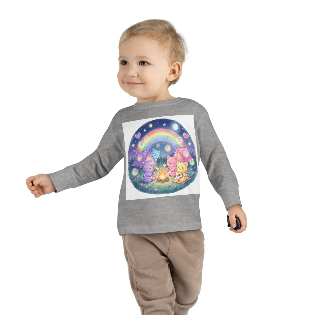 Camping & Toasting Marshmellos Oozy Bear Friend Group- Graphic Long Sleeve Shirt