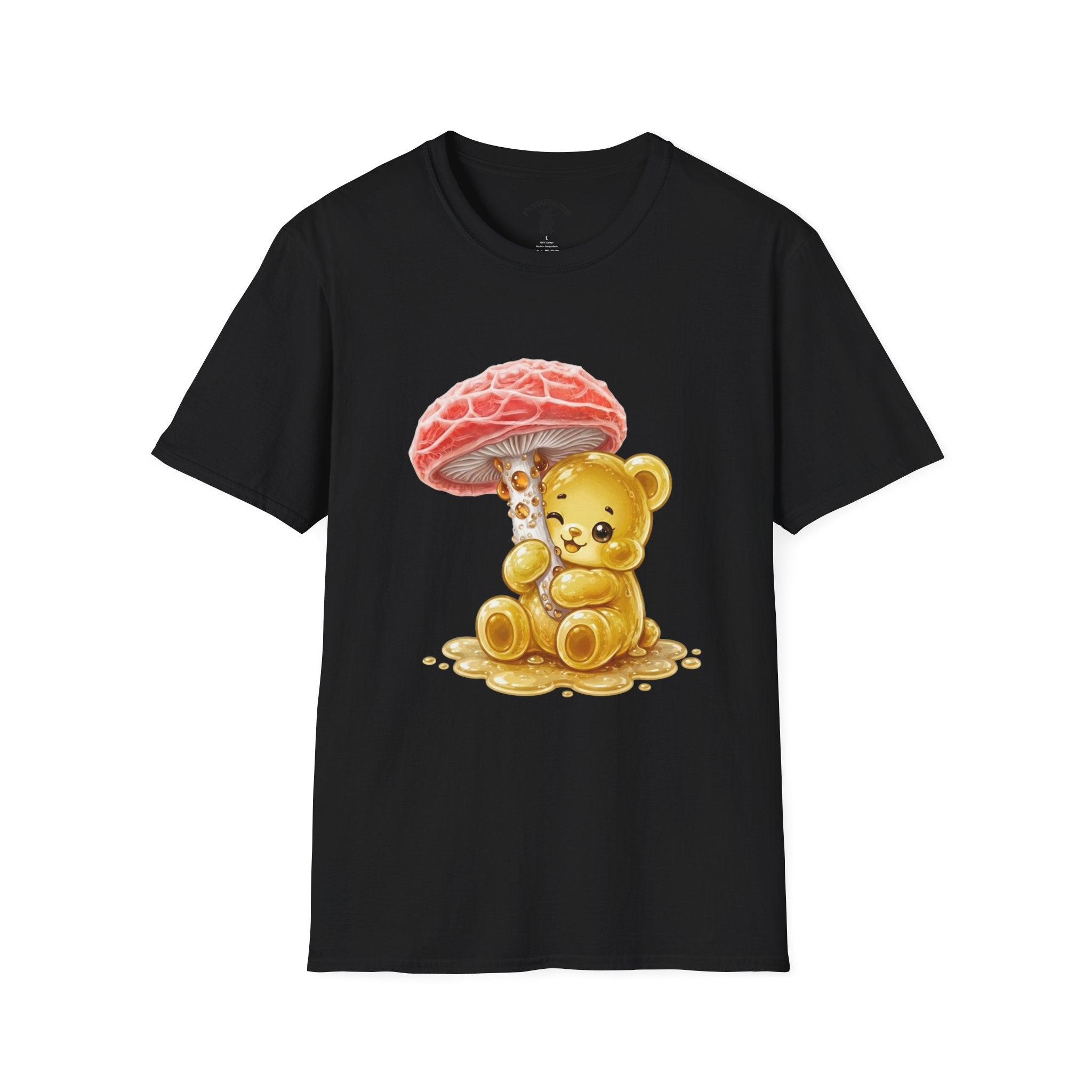 Sticky Strange Orange Mushroom, Yellow Oozy Bear Gummy- Graphic shirt
