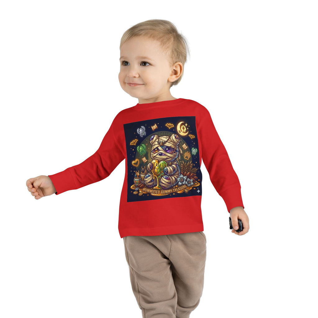 Cute Mummy Halloween Oozy Bear Special- Kids Graphic Long Sleeve Shirt