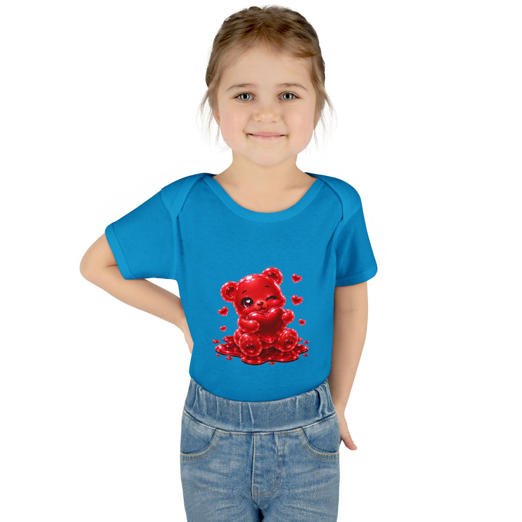Special Red Heart Oozy Bear Baby Gummy Cutie Addition- Graphic Onesie