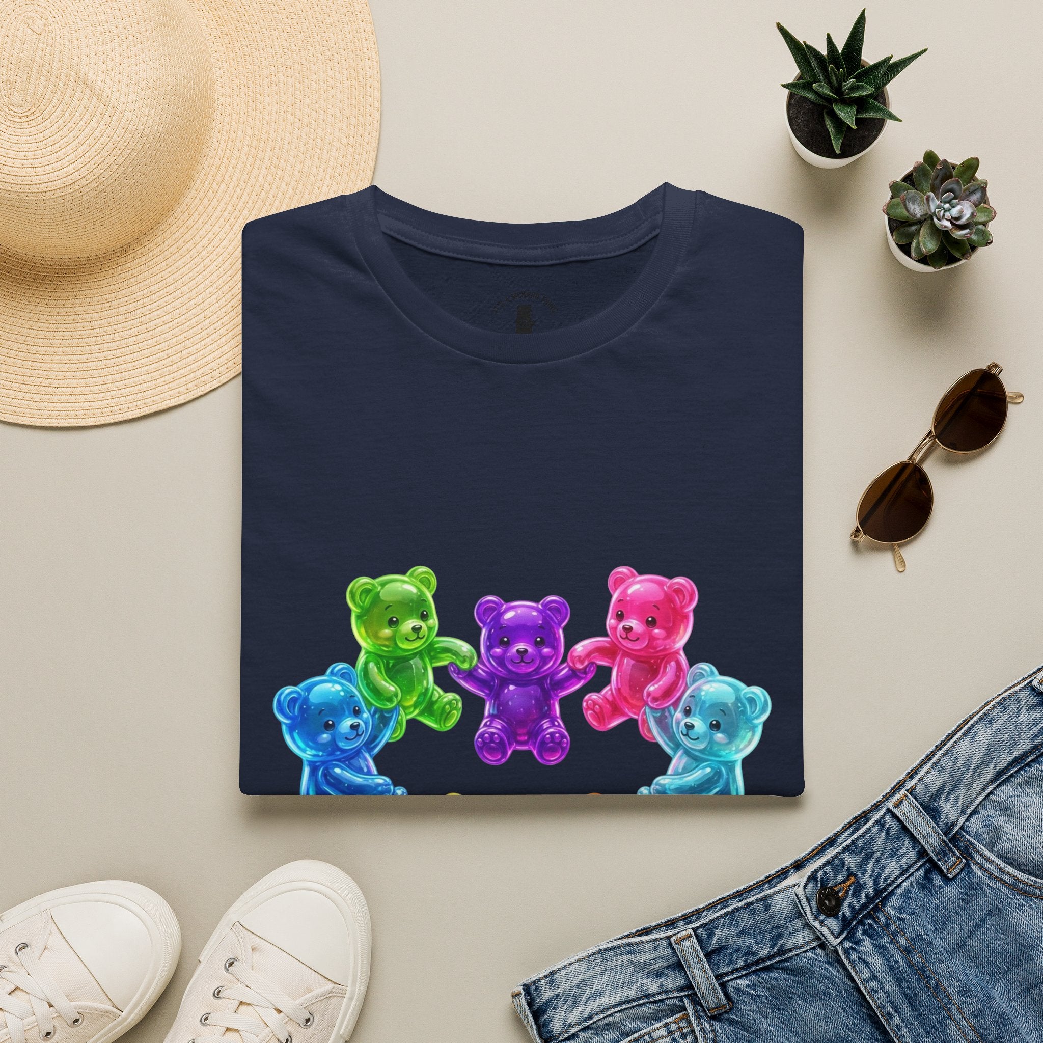 Holding Hands Into Heart Oozy Bear Gummy Friends- Graphic Shirt