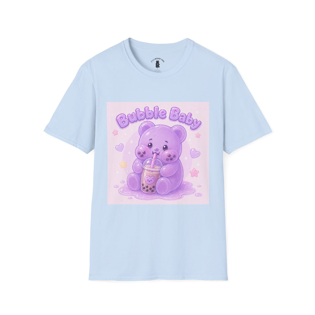 "Bubble Baby" Purple Gooey Gummy Bear — Cute Purple Boba Tea Graphic Tee