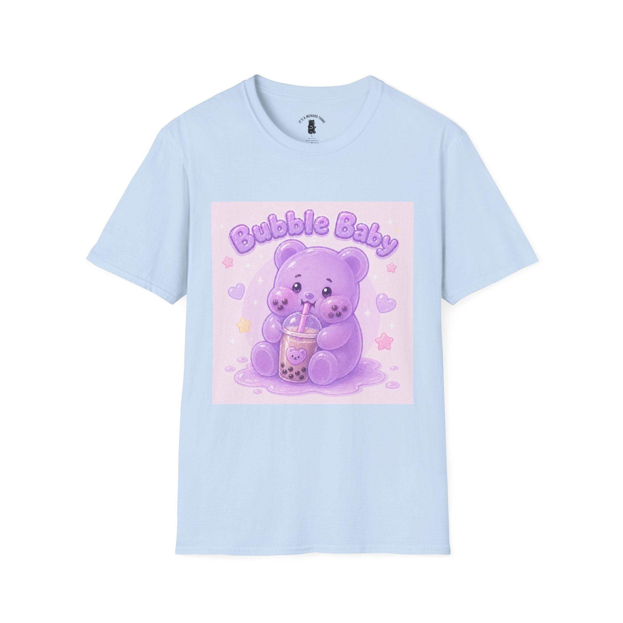 "Bubble Baby" Purple Gooey Gummy Bear — Cute Purple Boba Tea Graphic Tee