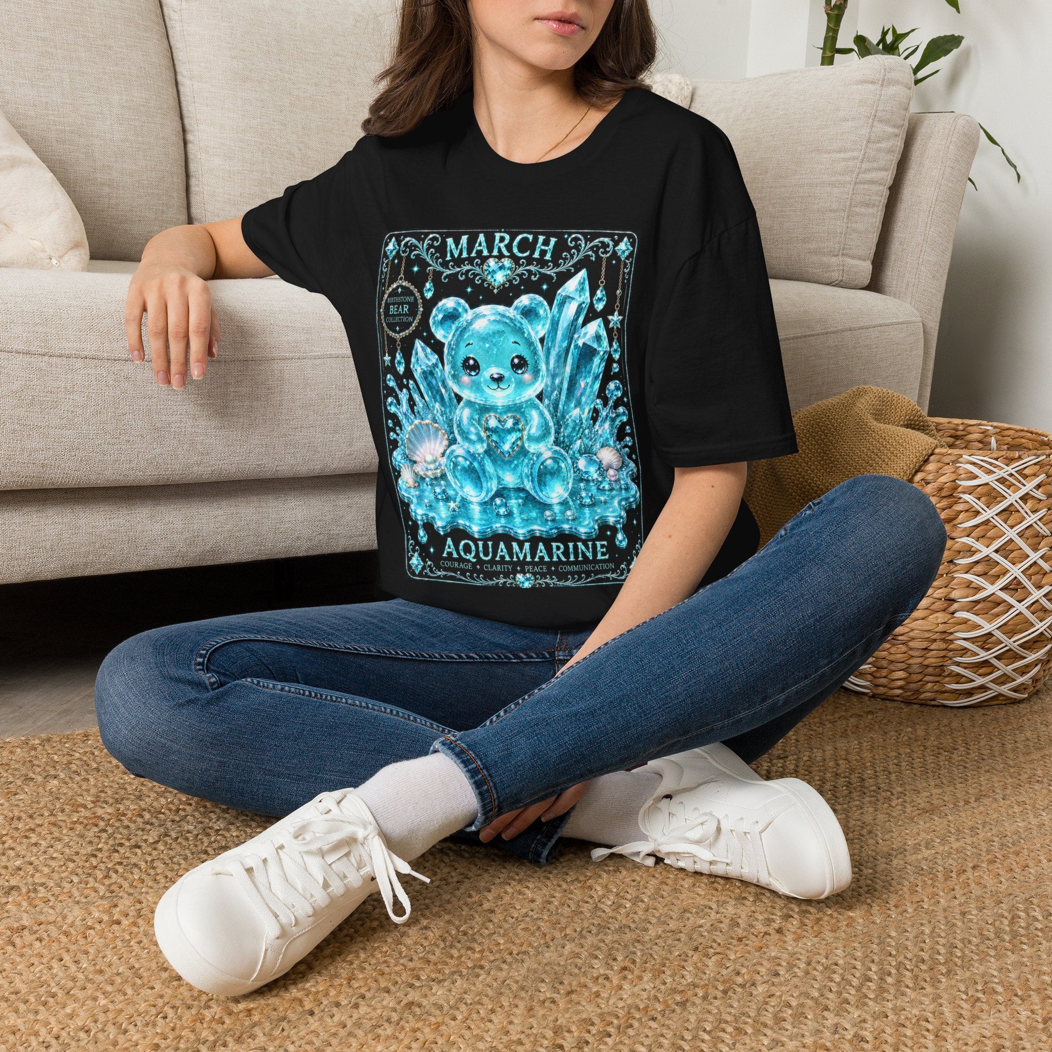 March, Aquamarine Birthstone Oozy Bear Gummy Special Addition- Graphic Shirt