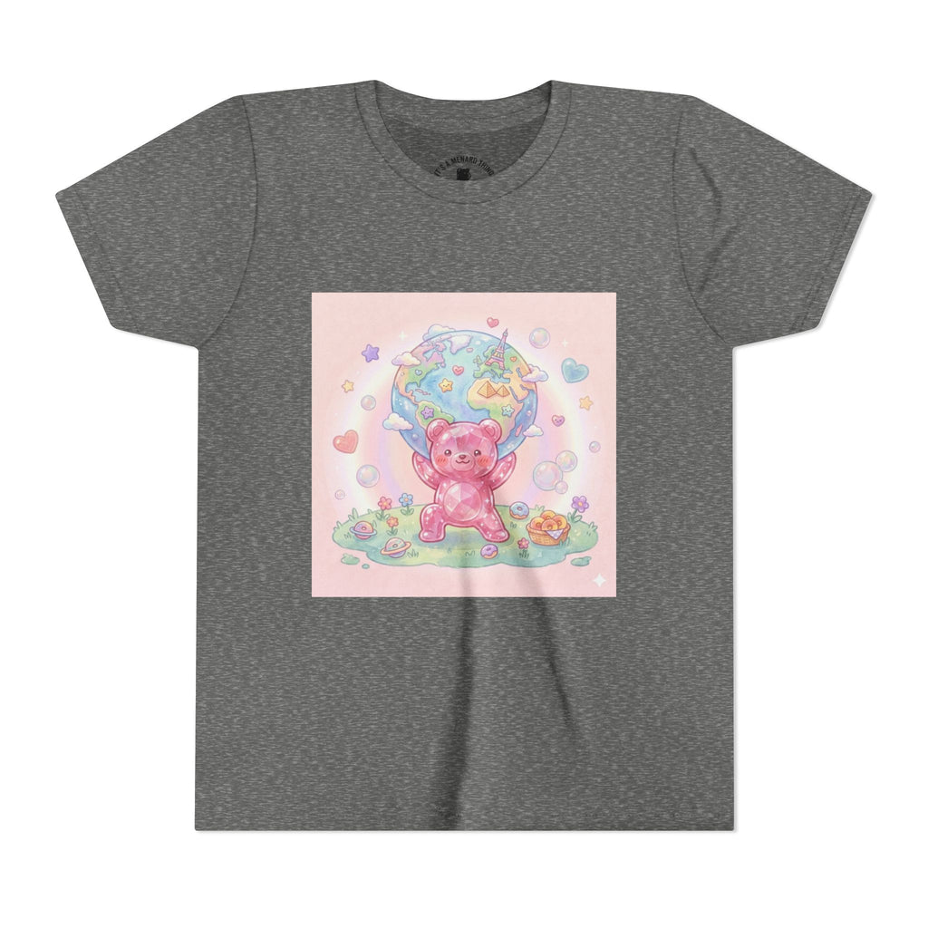 World Atlas, Weight of the Gummy World Pink Gooey Bear- Pastel Graphic Youth T-Shirt