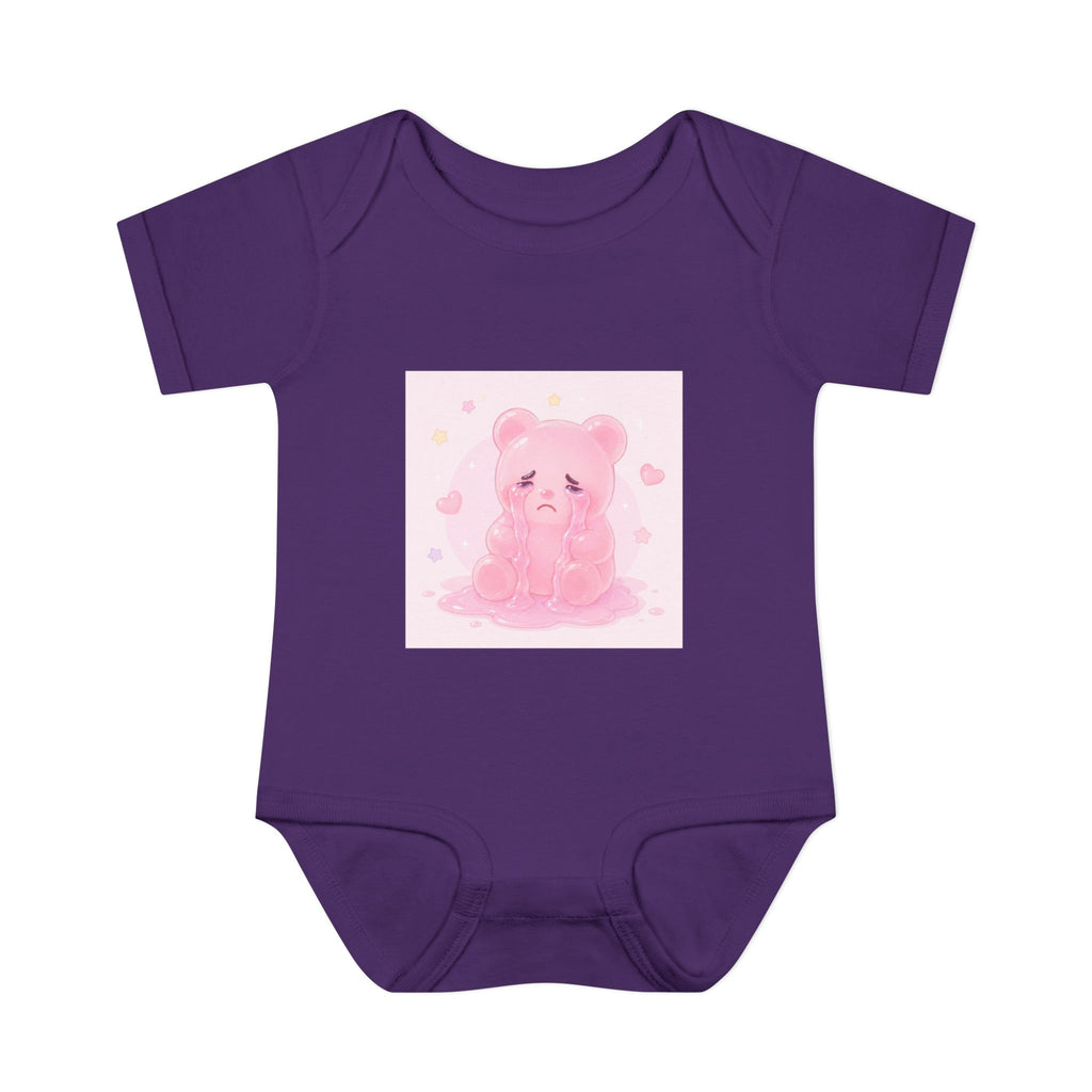 Pink Crying Gooey Gummy Bear Infant Bodysuit — Cute Pastel Baby Onesie