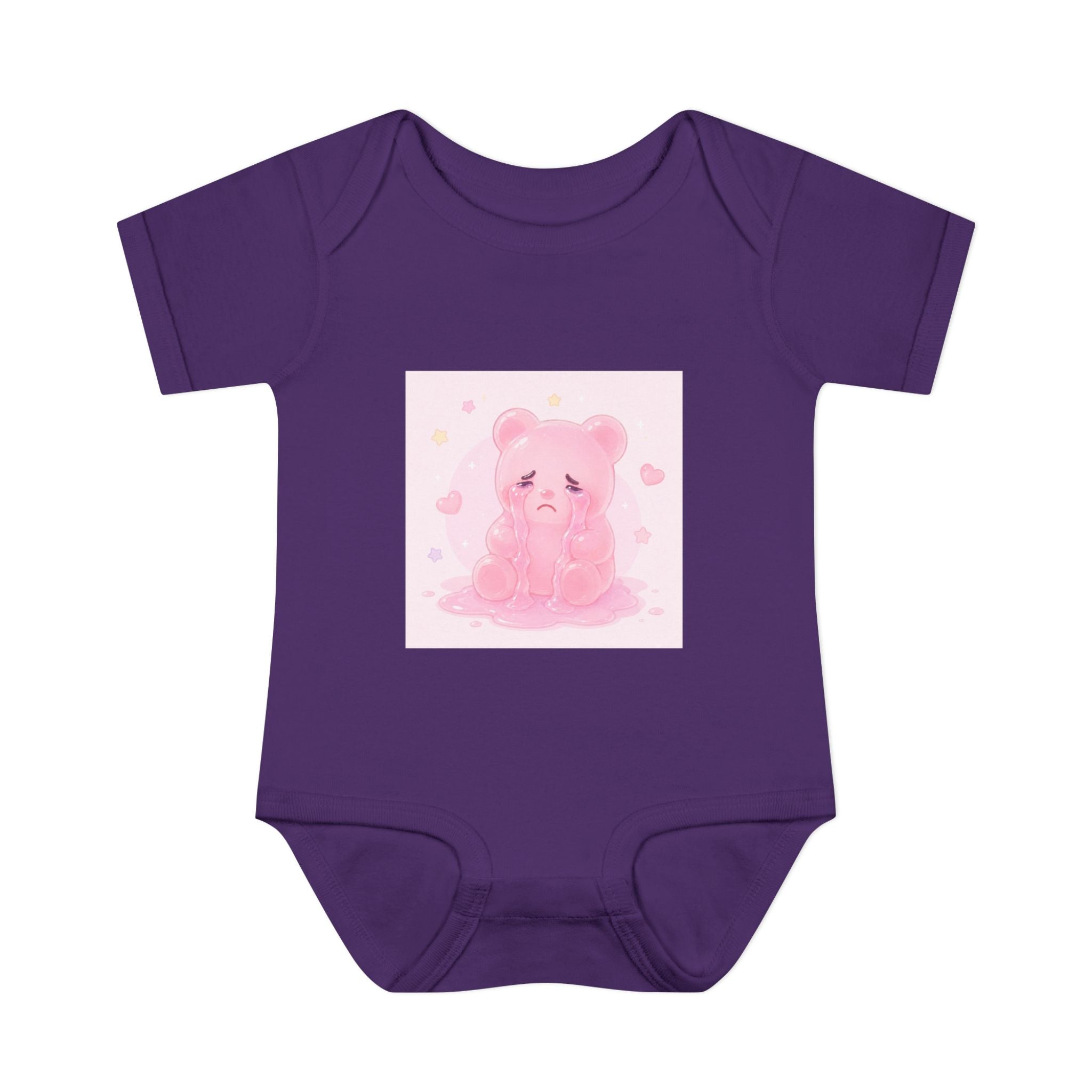 Pink Crying Gooey Gummy Bear Infant Bodysuit — Cute Pastel Baby Onesie