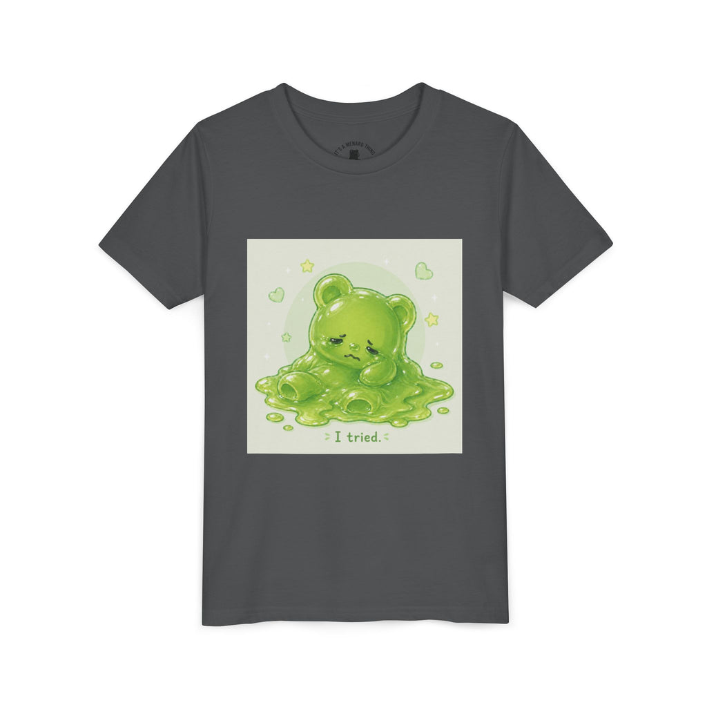 Melting Green Gooey Gummy Bear "I tried." Graphic T-Shirt