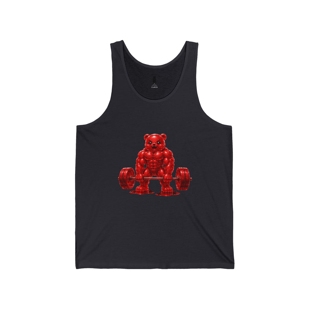 Weightlifting Fitness, Crimson Oozy Buff Bear Gummy Gym Addition- Workout Graphic Shirt