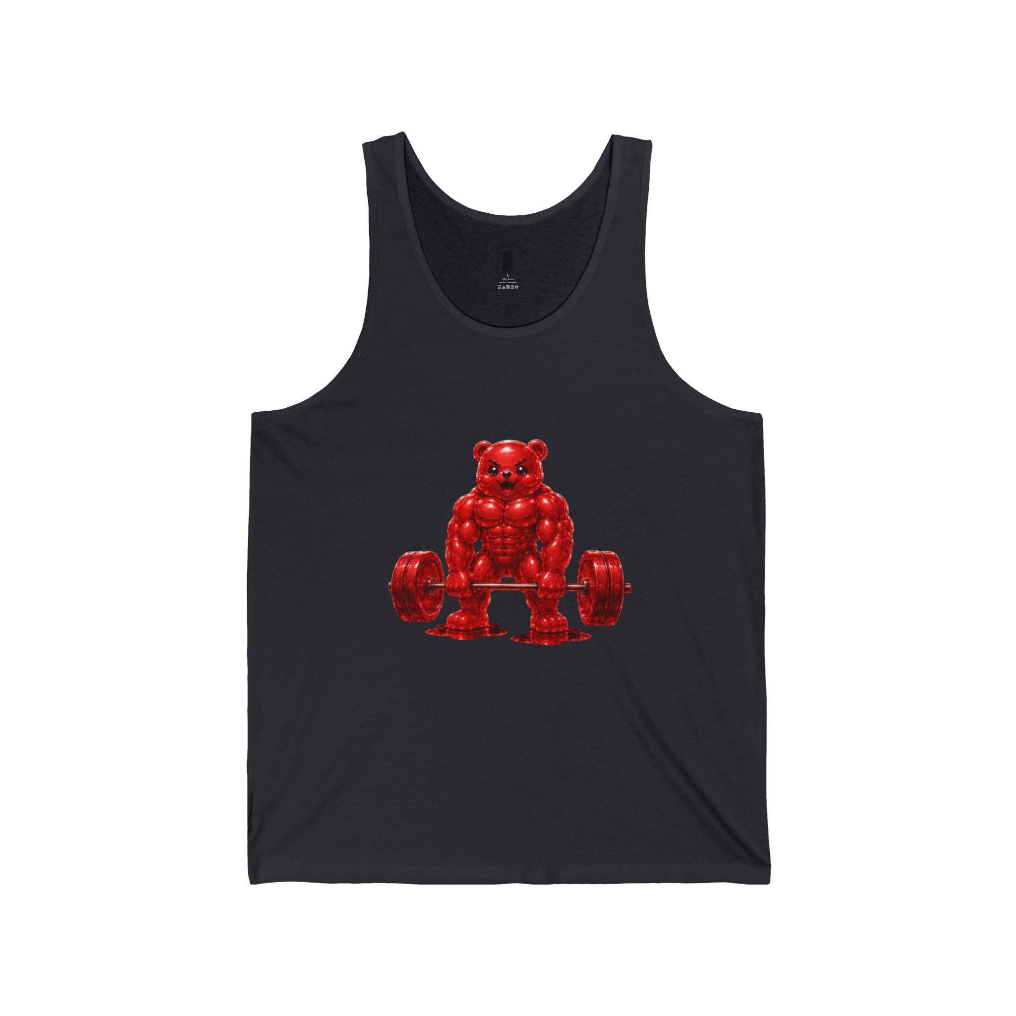 Weightlifting Fitness, Crimson Oozy Buff Bear Gummy Gym Addition- Workout Graphic Shirt
