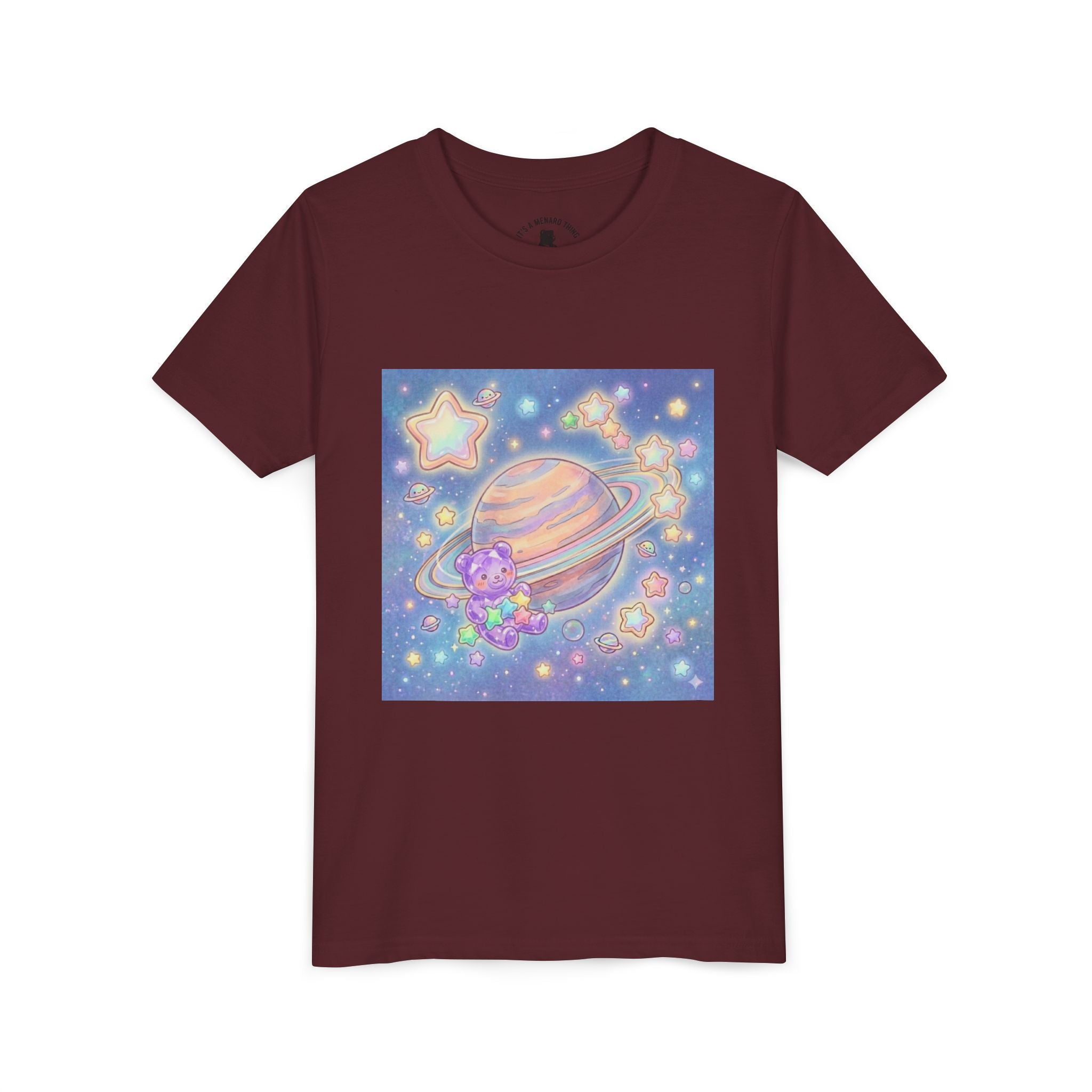 Merry-go-Saturn Cosmic Gooey Crystal Gummy Bear- Stars & Sparkles Graphic T-Shirt
