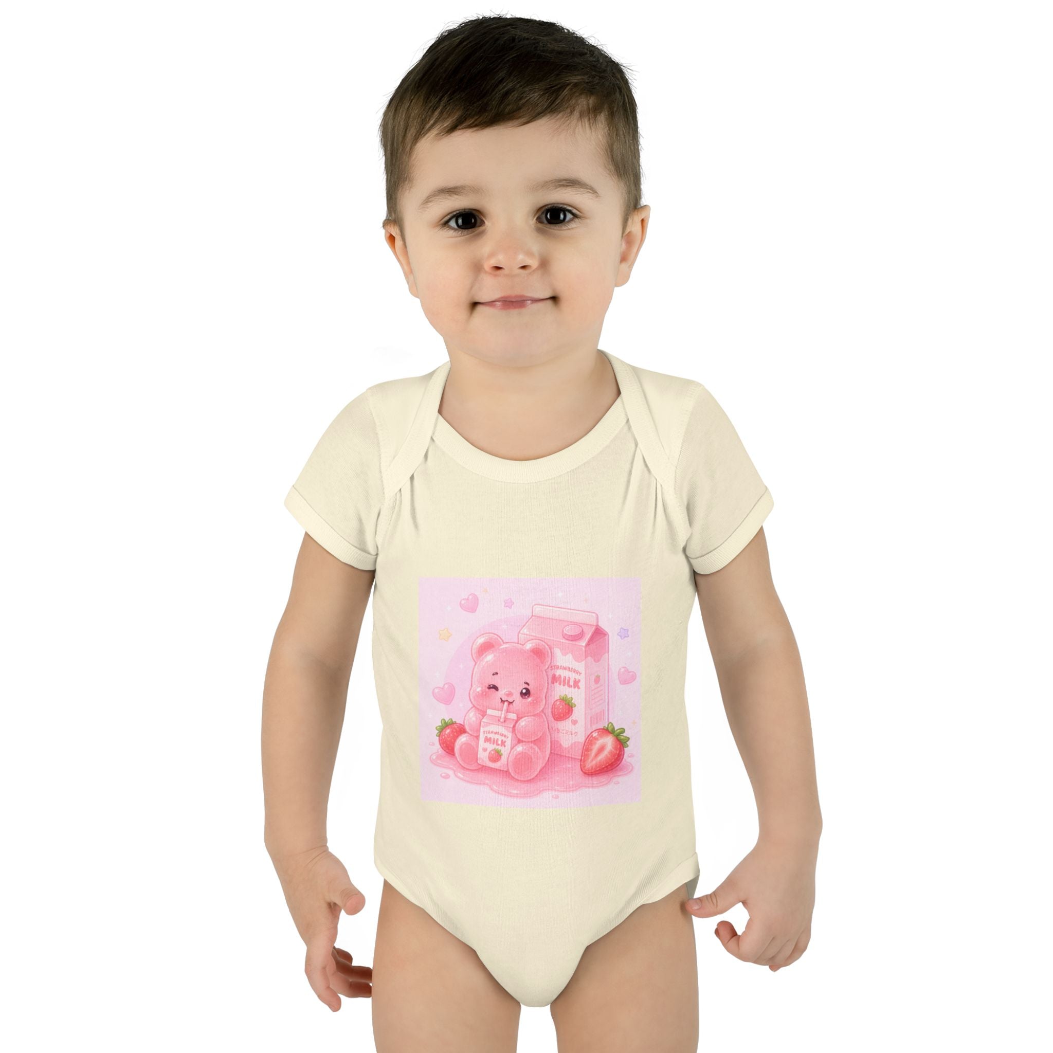 Pink Strawberry Milk Gooey Gummy Bear Infant Bodysuit