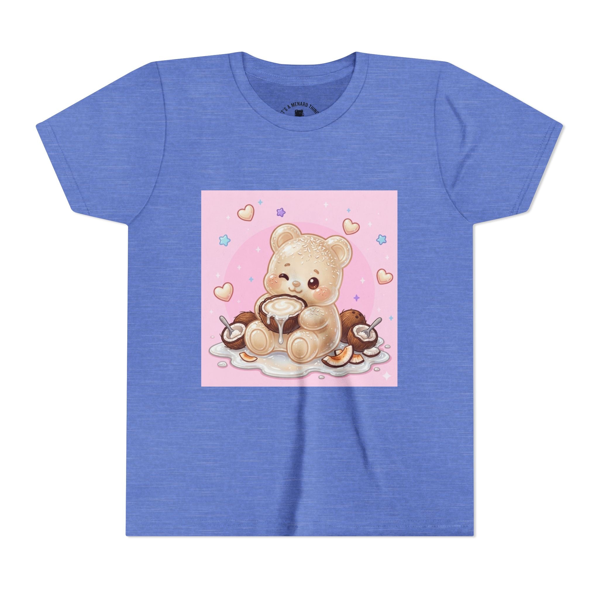 Gooey Gummy Coconut Milk Bear Kids T-Shirt (Pink Hearts)