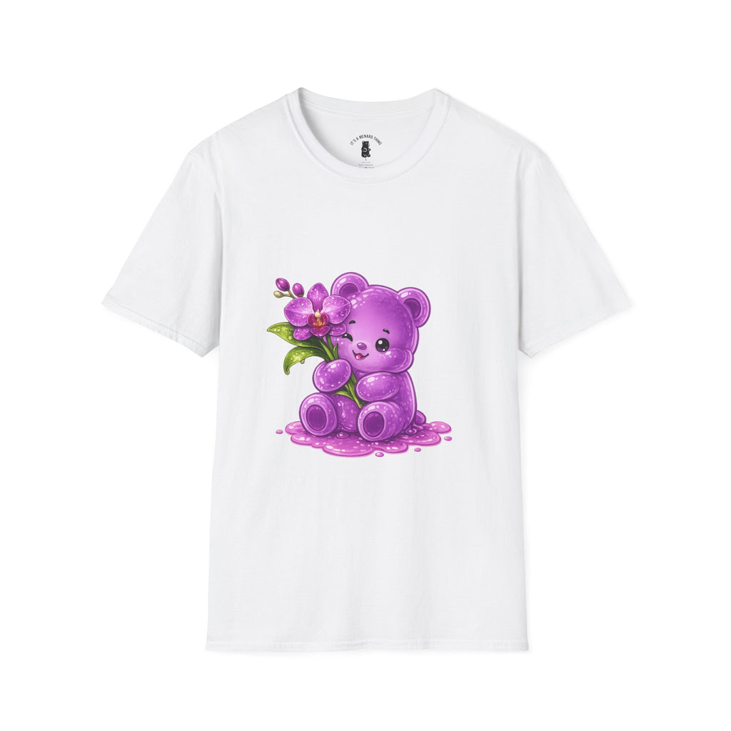 Beautiful Orchid, Purple Oozy Bear Floral Special Gummy Friend- Graphic Shirt