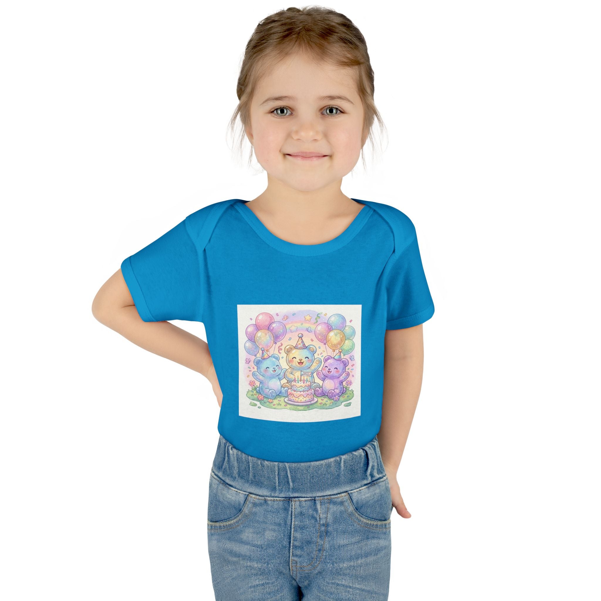Birthday Gooey Bears, Cake & Balloons Infant Onesie