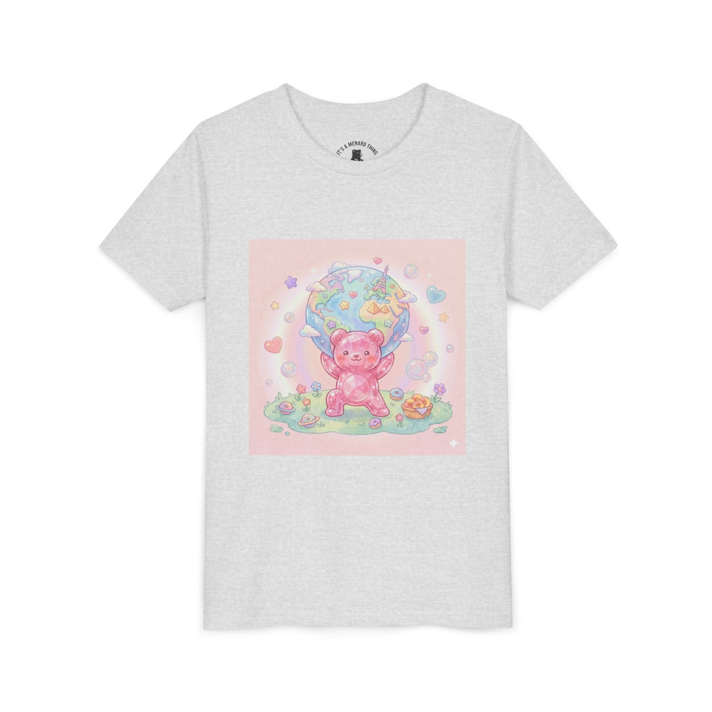 World Atlas, Weight of the Gummy World Pink Gooey Bear- Pastel Graphic Youth T-Shirt