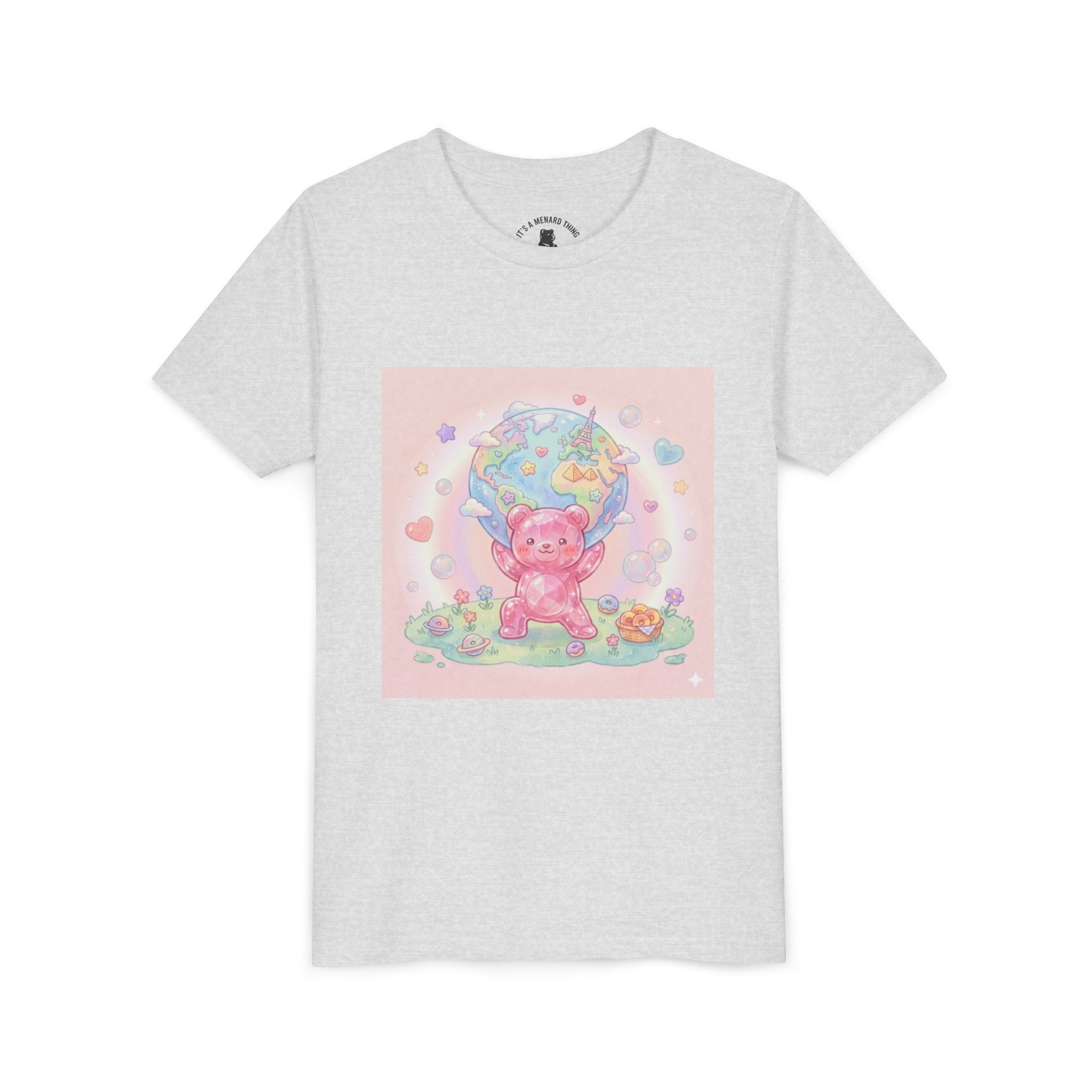 World Atlas, Weight of the Gummy World Pink Gooey Bear- Pastel Graphic Youth T-Shirt