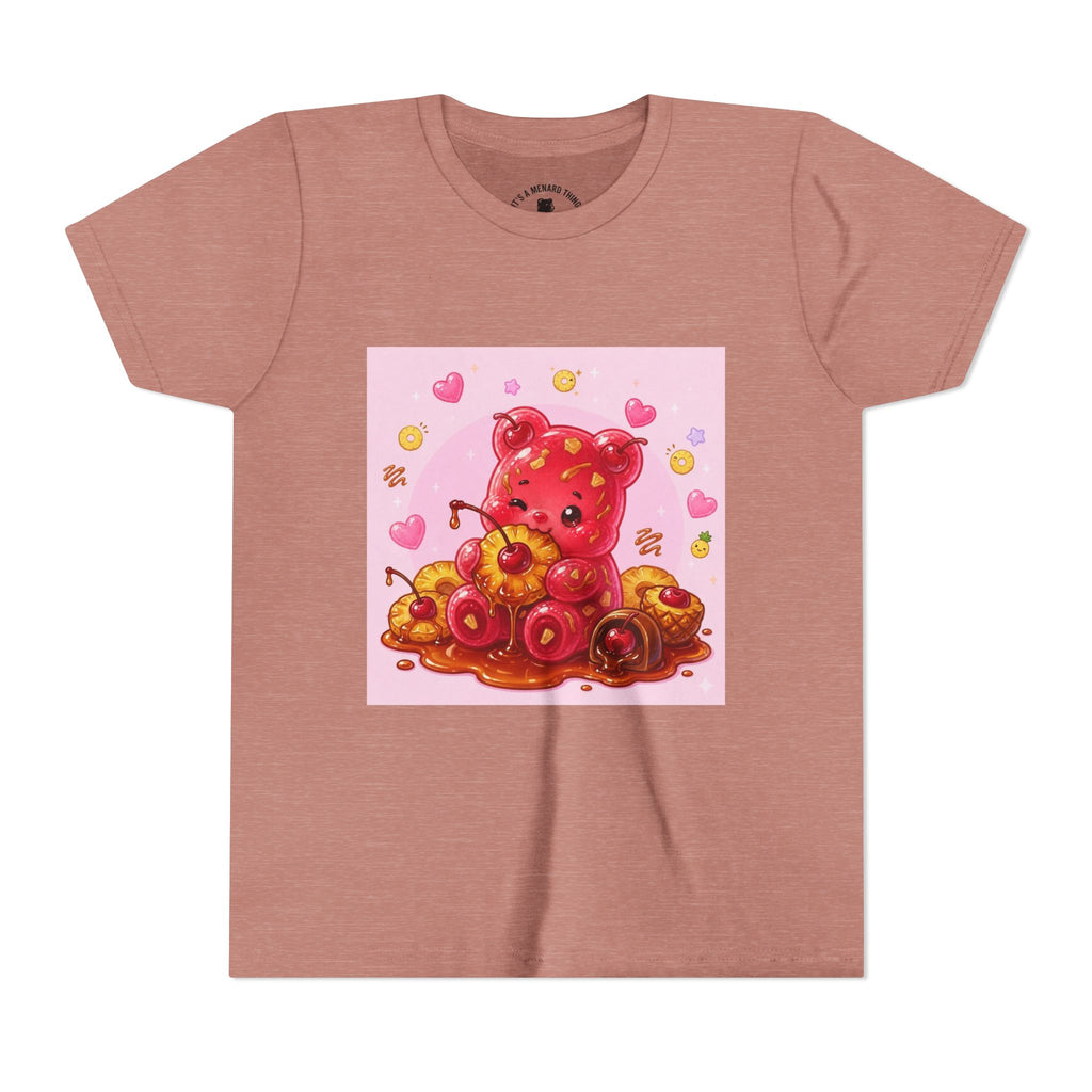 Cherry & Pineapple Gooey Gummy Bear Heart Graphic Youth T-Shirt