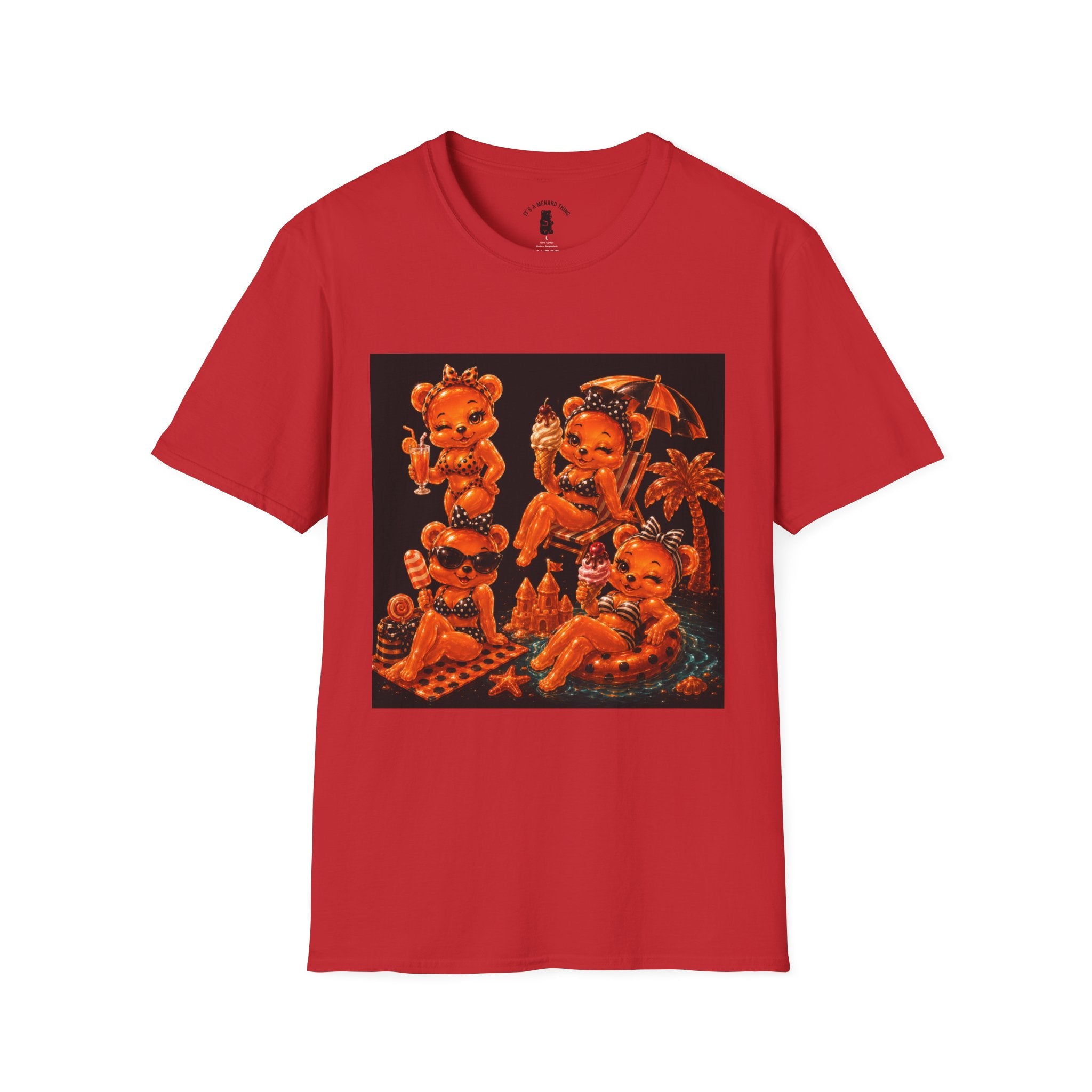 Retro Orang Beach Pin Up Oozy Bear Babe- Adult Graphic Shirt (18+)