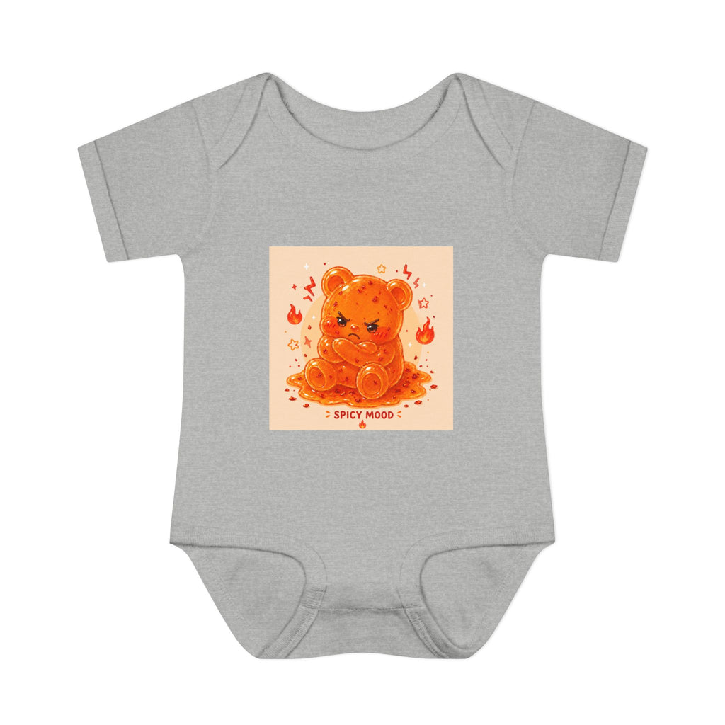 Spicy Mood Orange Gooey Gummy Bear Bodysuit — Cute Hot Pepper Bear Baby Onesie