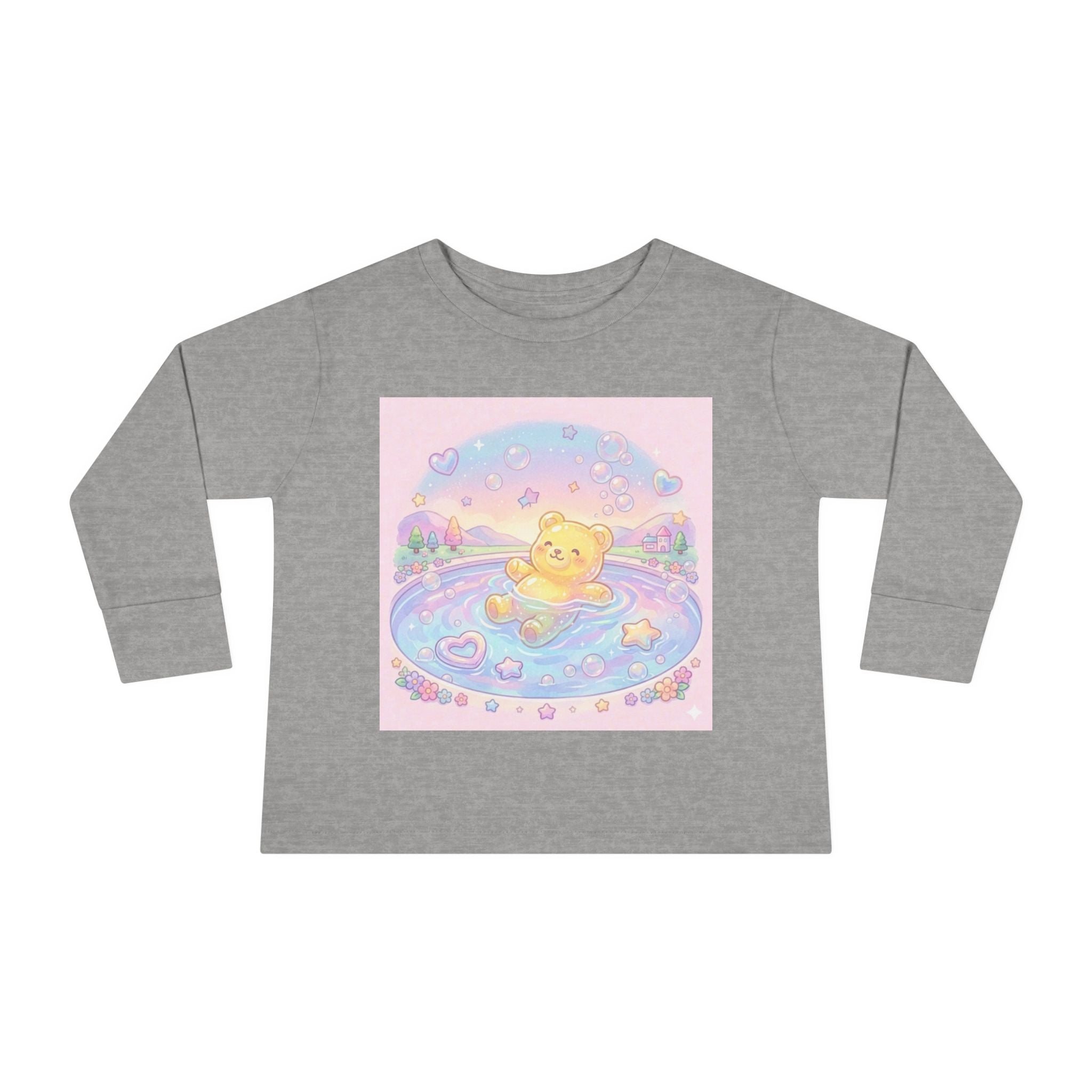 Solo Swim Time, Yellow Oozy Bear Friend- Graphic Long Sleeve Shirt