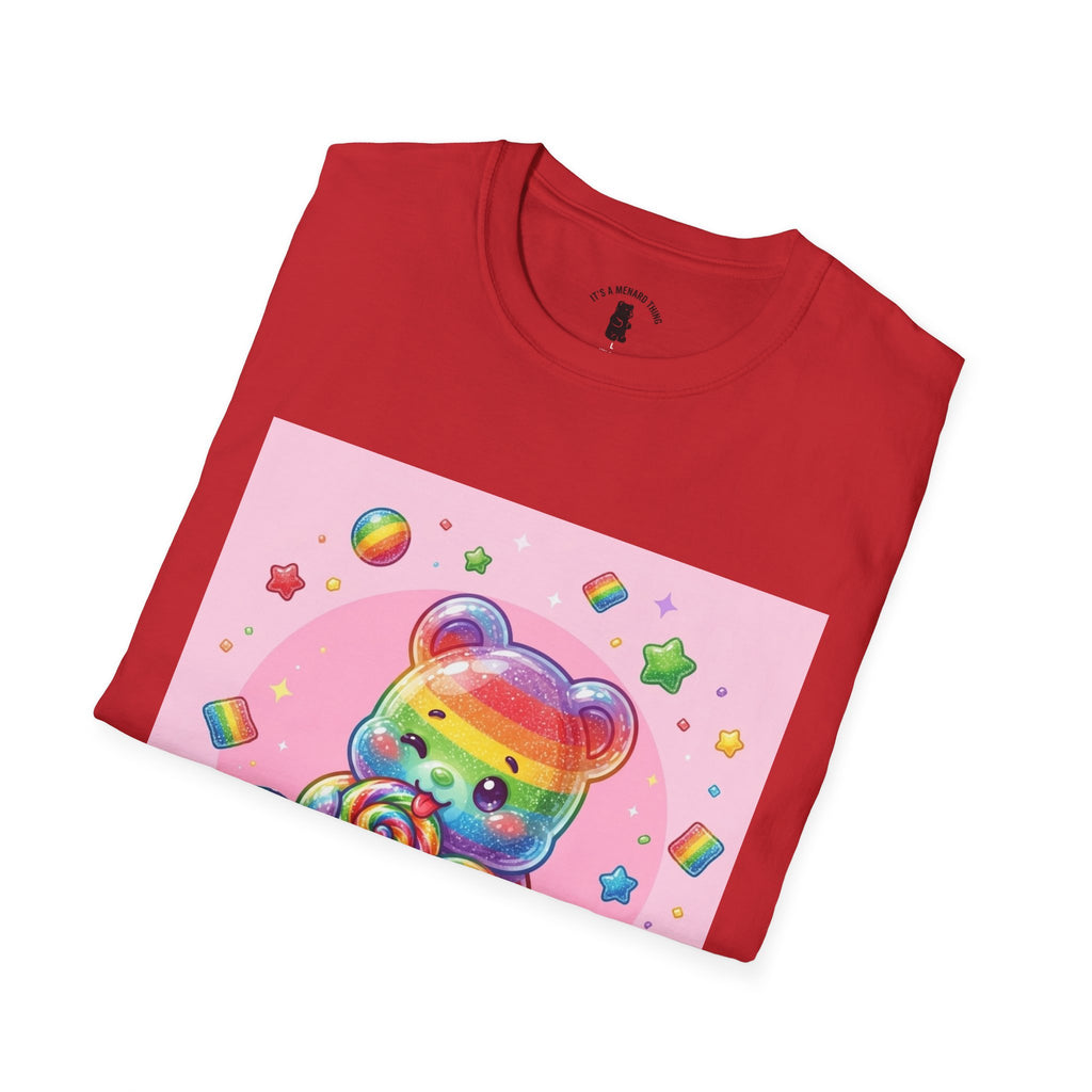 Rainbow Stripe Lollipop Gooey Gummy Bear T-Shirt — Cute Graphic Tee
