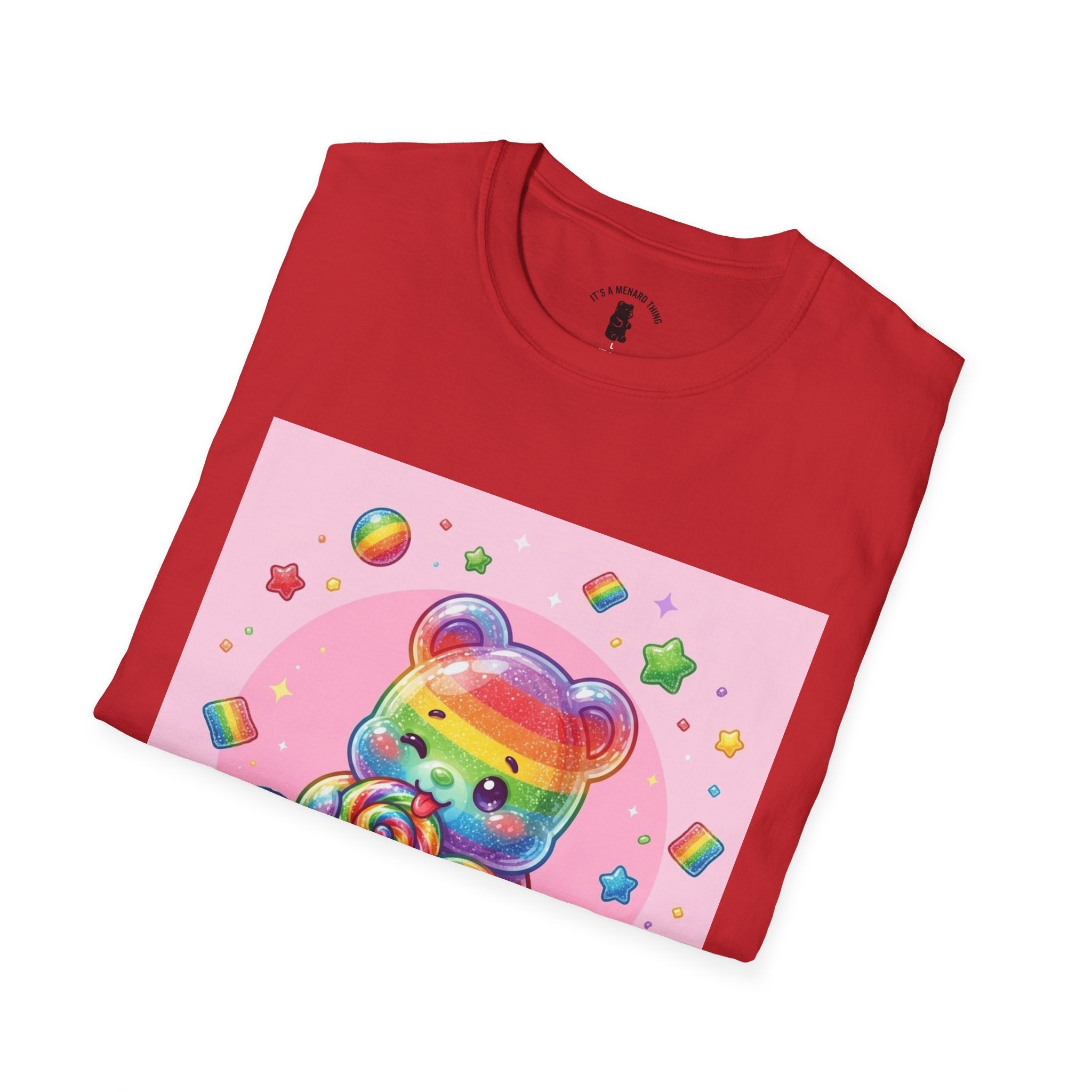 Rainbow Stripe Lollipop Gooey Gummy Bear T-Shirt — Cute Graphic Tee