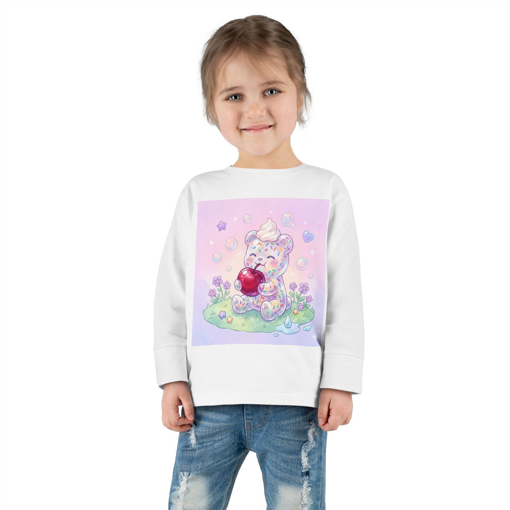 White Birthday Sprinkles with Cherry Snack, Oozy Bear Friend- Graphic Long Sleeve Shirt