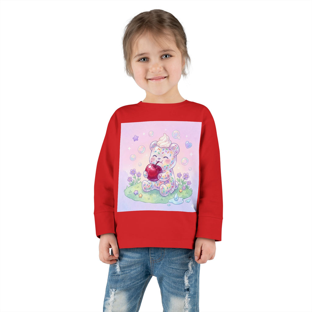 White Birthday Sprinkles with Cherry Snack, Oozy Bear Friend- Graphic Long Sleeve Shirt