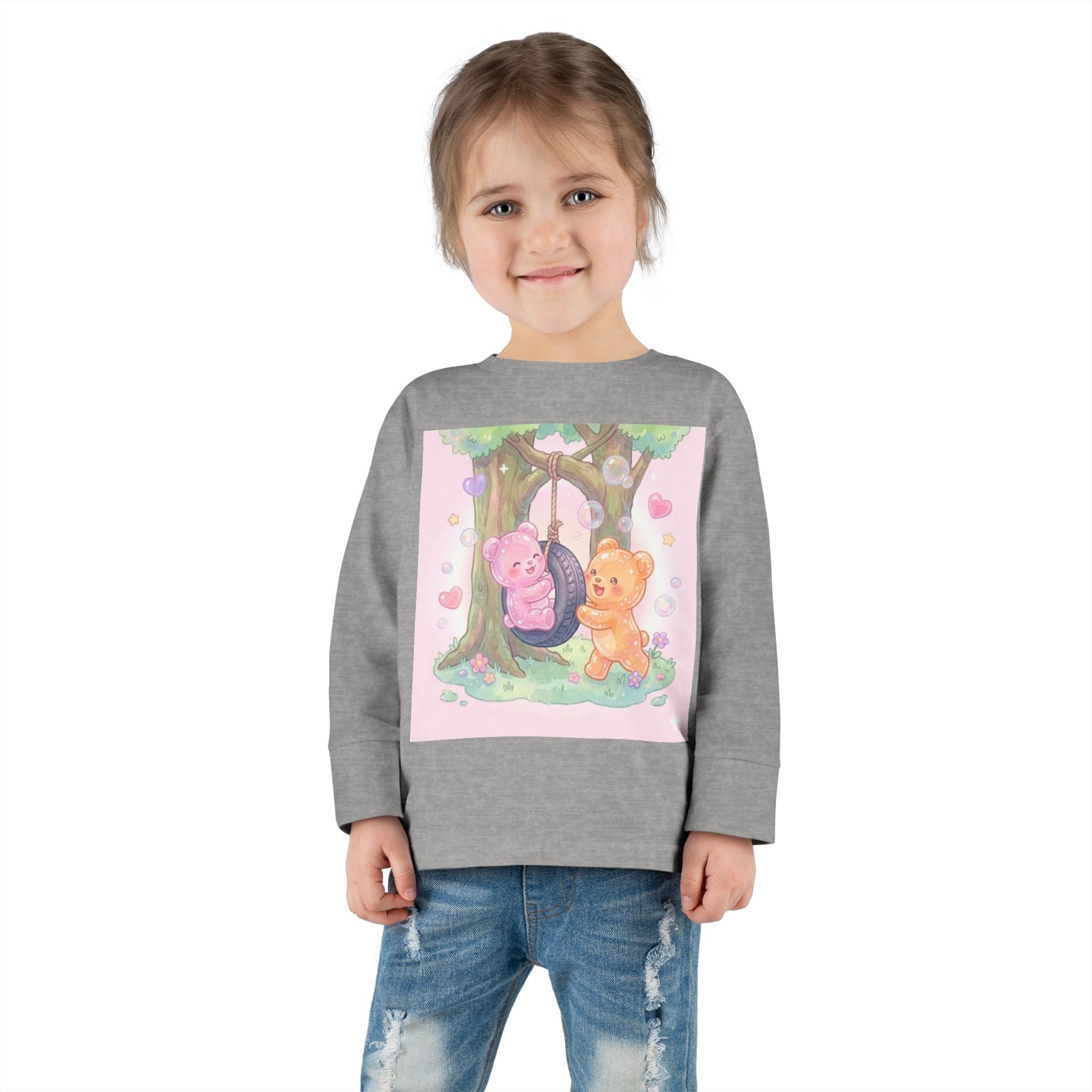 Playing On a Tire Swing, Oozy Bear Gummy Friend Duo- Graphic Long Sleeve Shirt