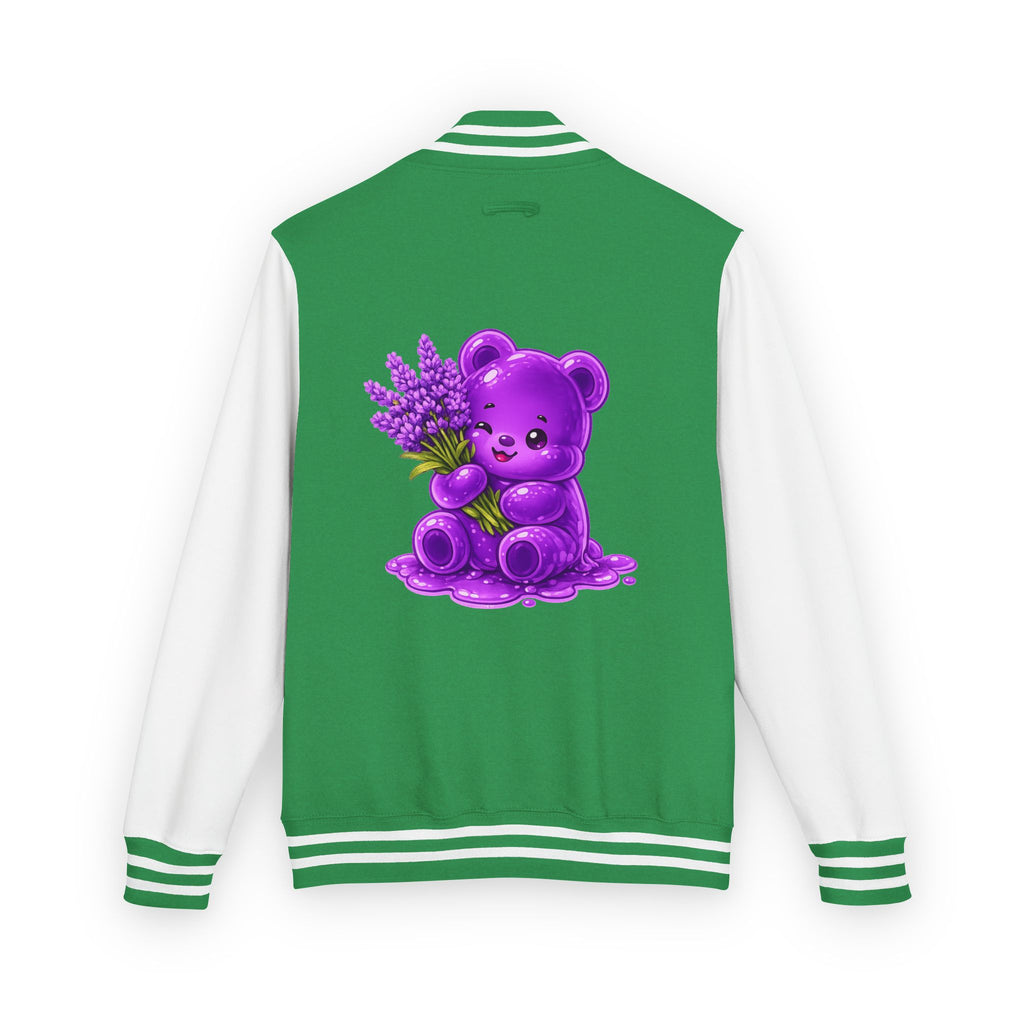 Fresh Lavender Stalk, Special Purple Oozy Bear Gummy Friend- Letterman Graphic Jacket