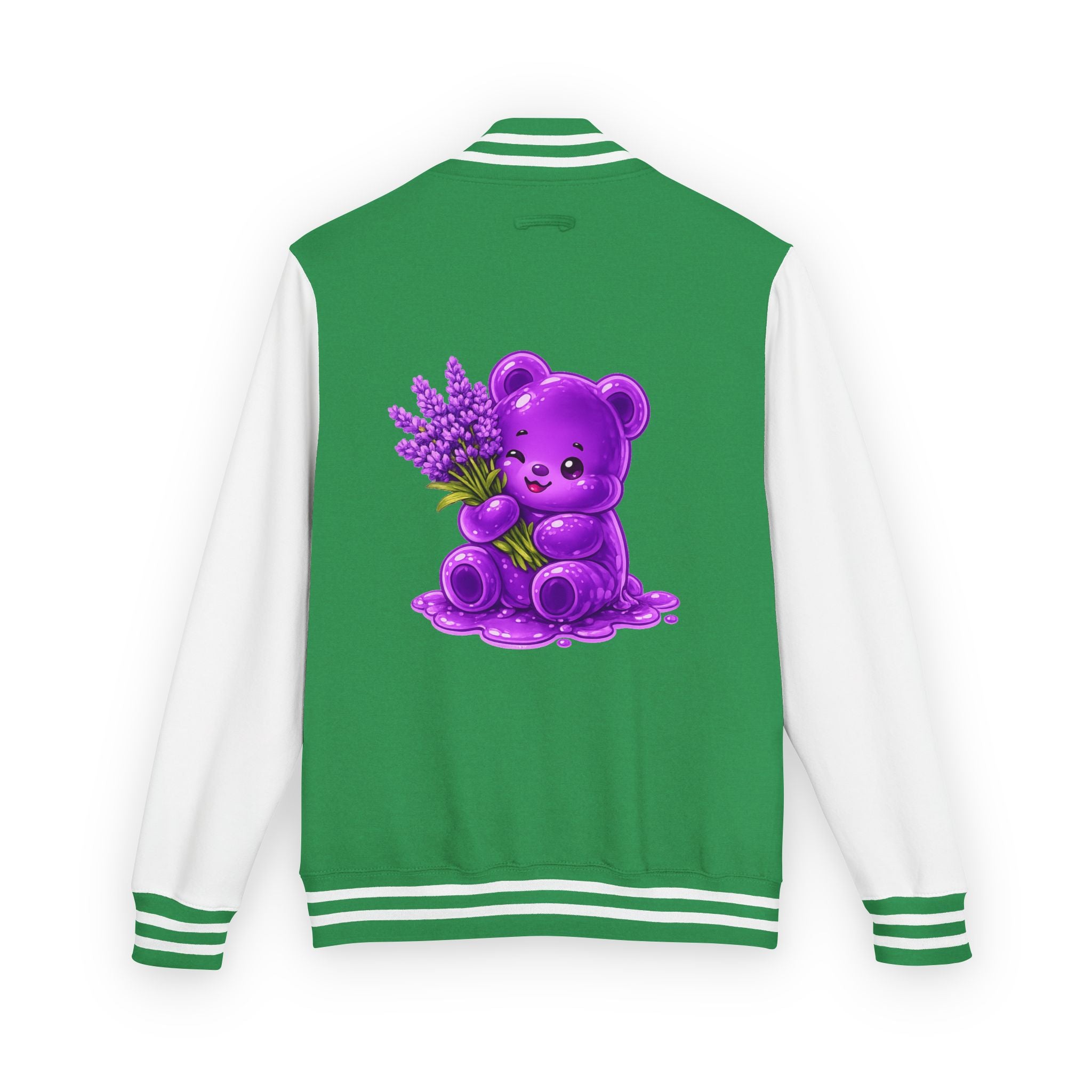 Fresh Lavender Stalk, Special Purple Oozy Bear Gummy Friend- Letterman Graphic Jacket