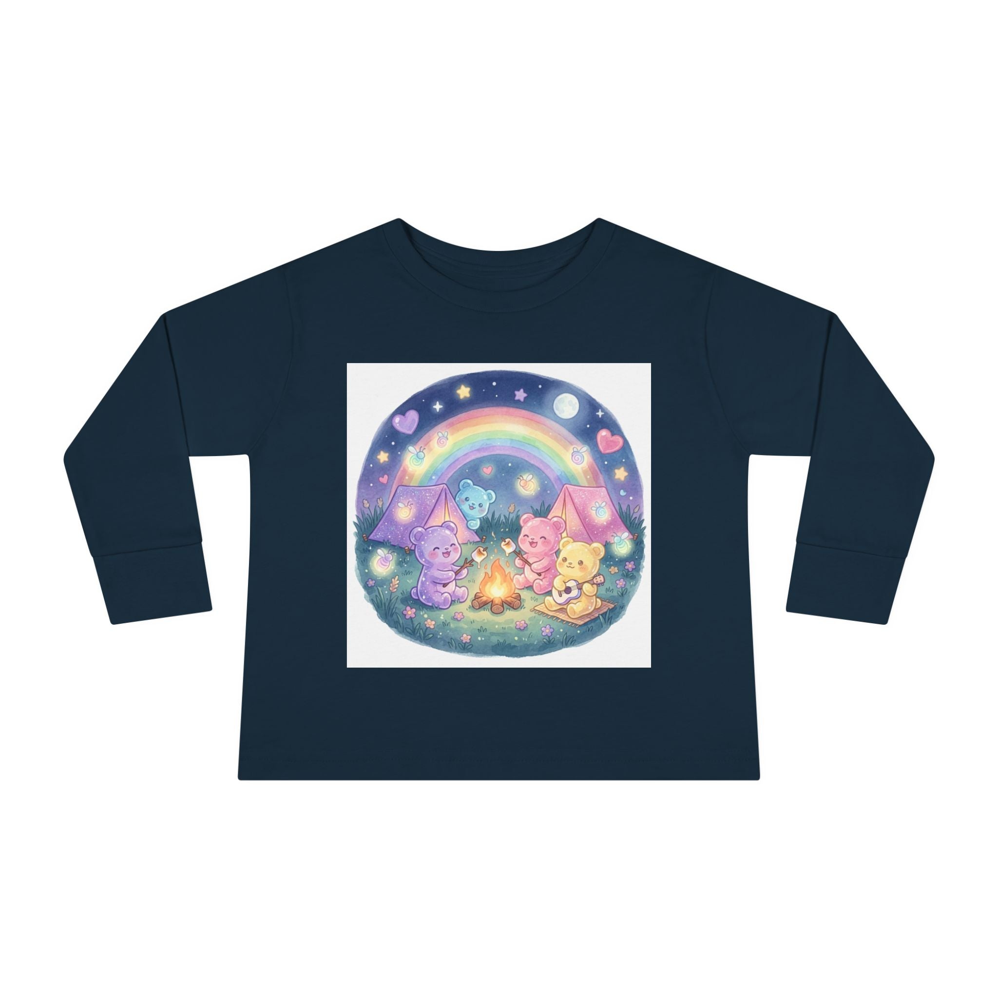 Camping & Toasting Marshmellos Oozy Bear Friend Group- Graphic Long Sleeve Shirt