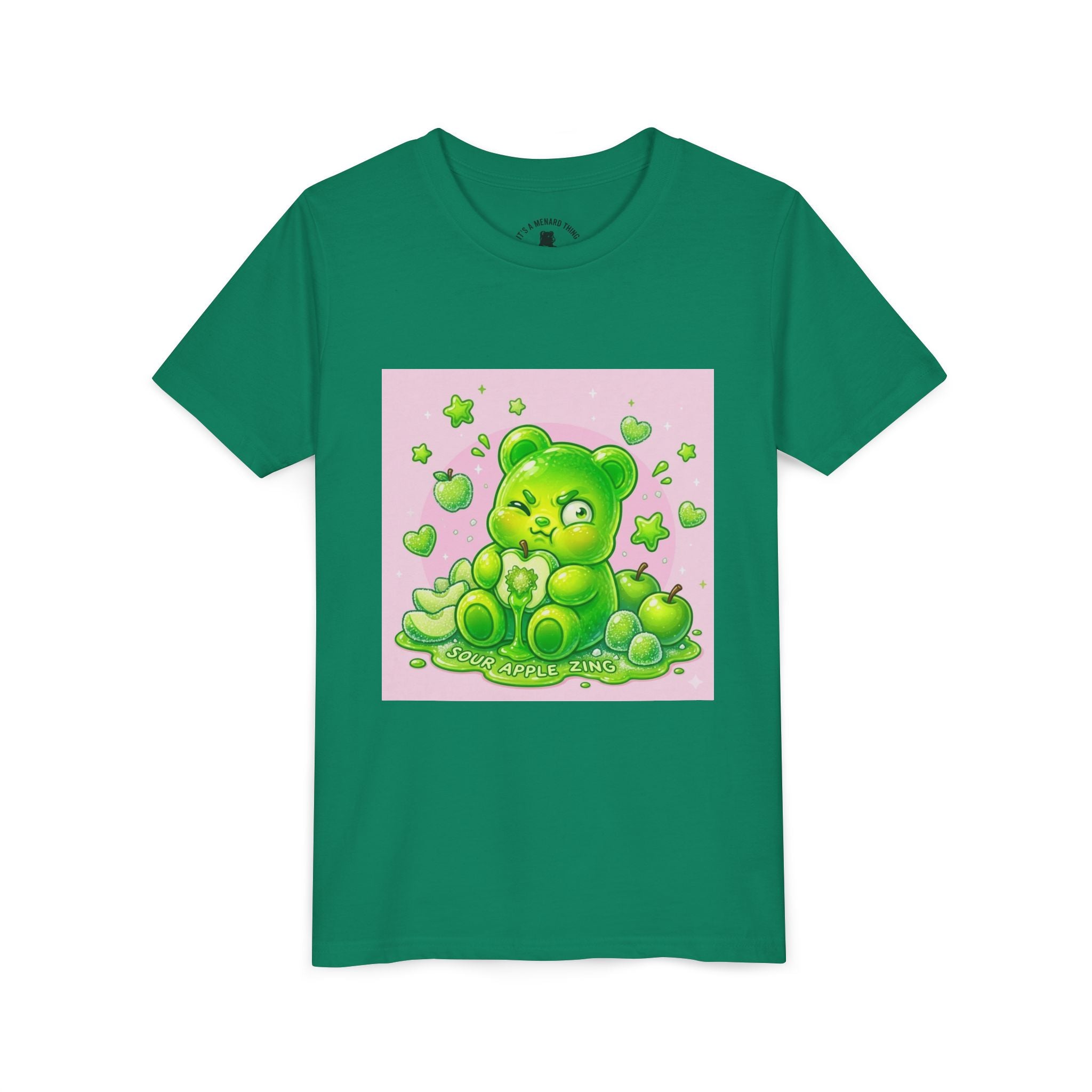 Neon Green Sour Apple Gooey Gummy Bear Graphic Youth Shirt