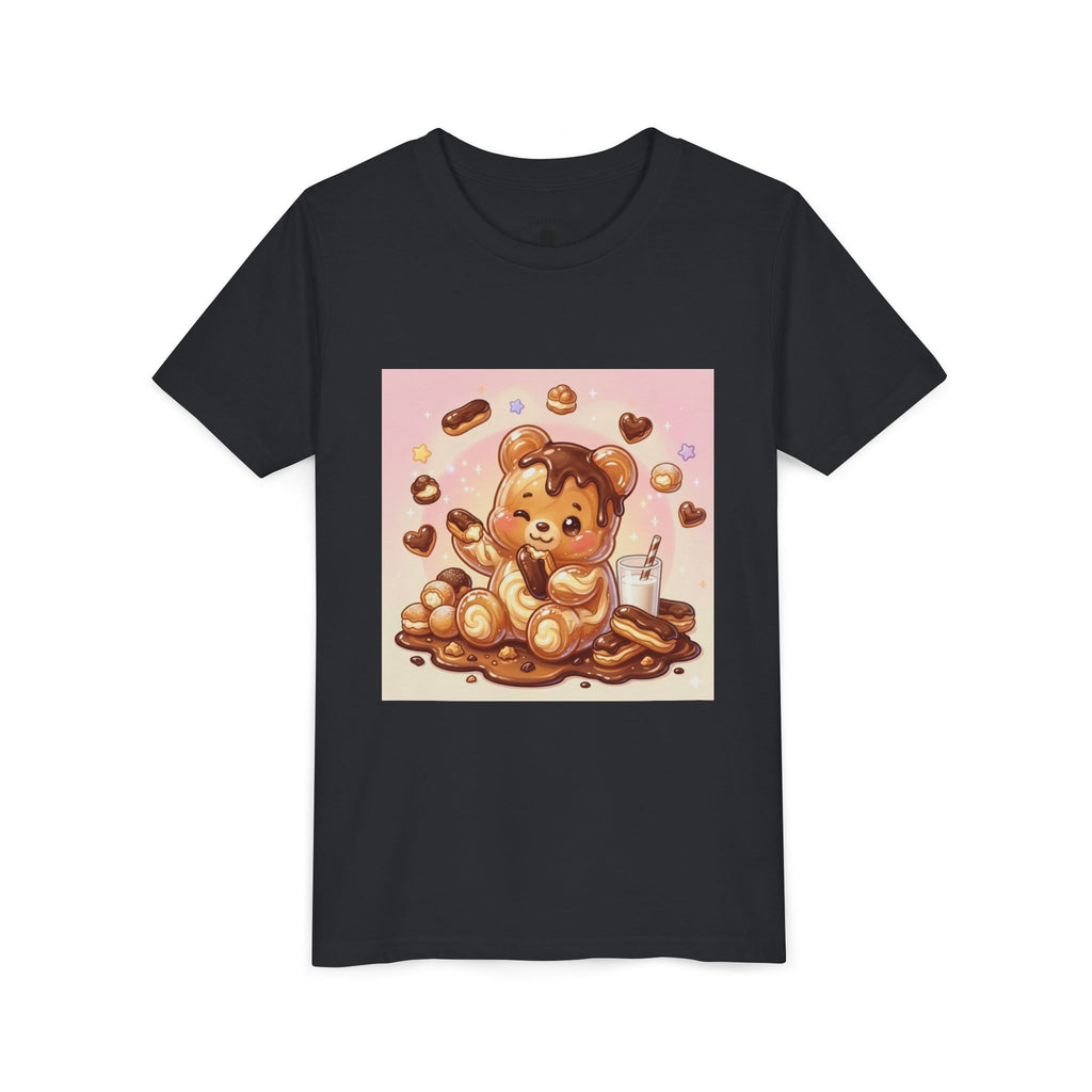 Cute Chocolate Eclair & Milk Gooey Gummy Bear Youth T-Shirt