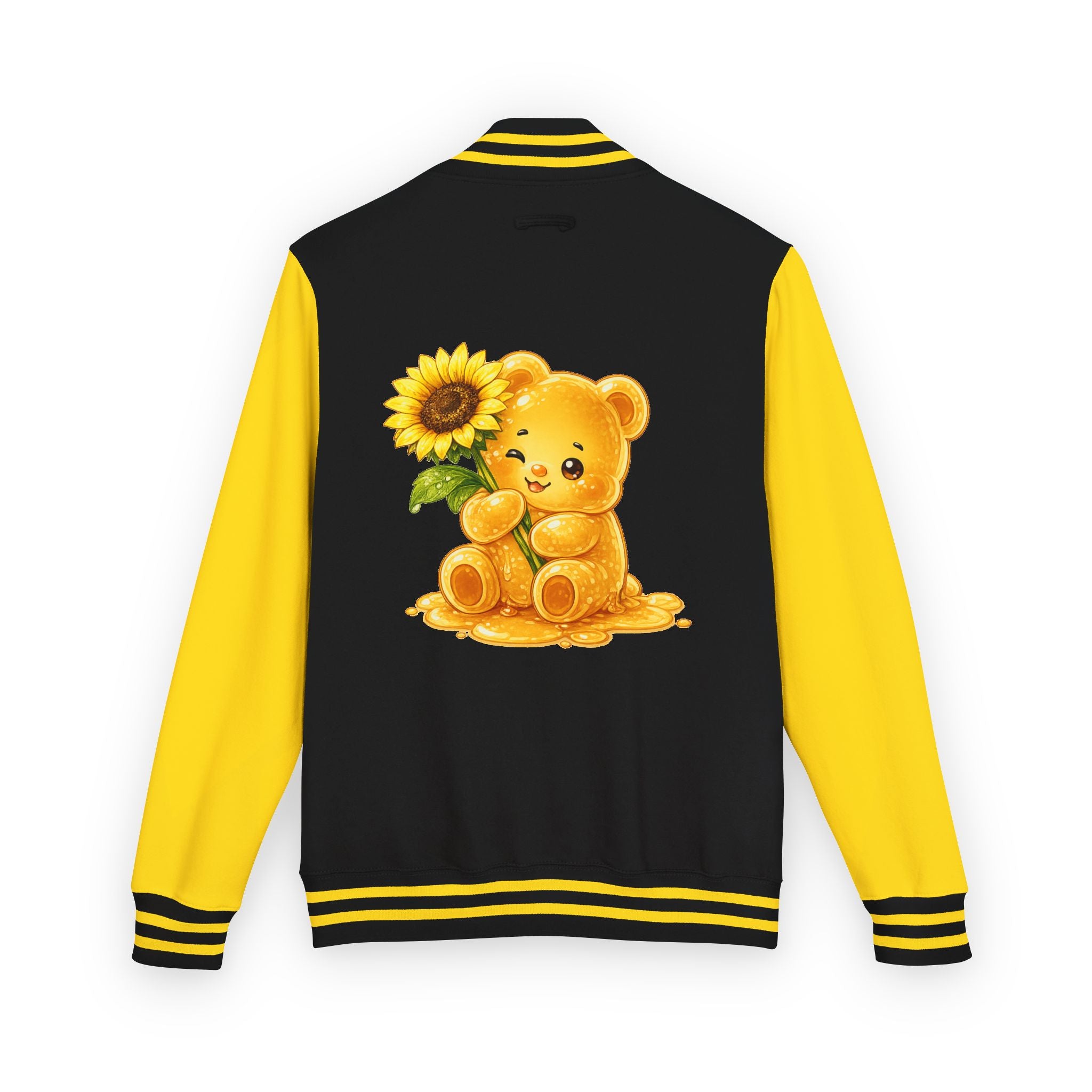 Sunflower Sunrise, Special Yellow Gooey Gummy Friend- Kawaii Varsity Jacket