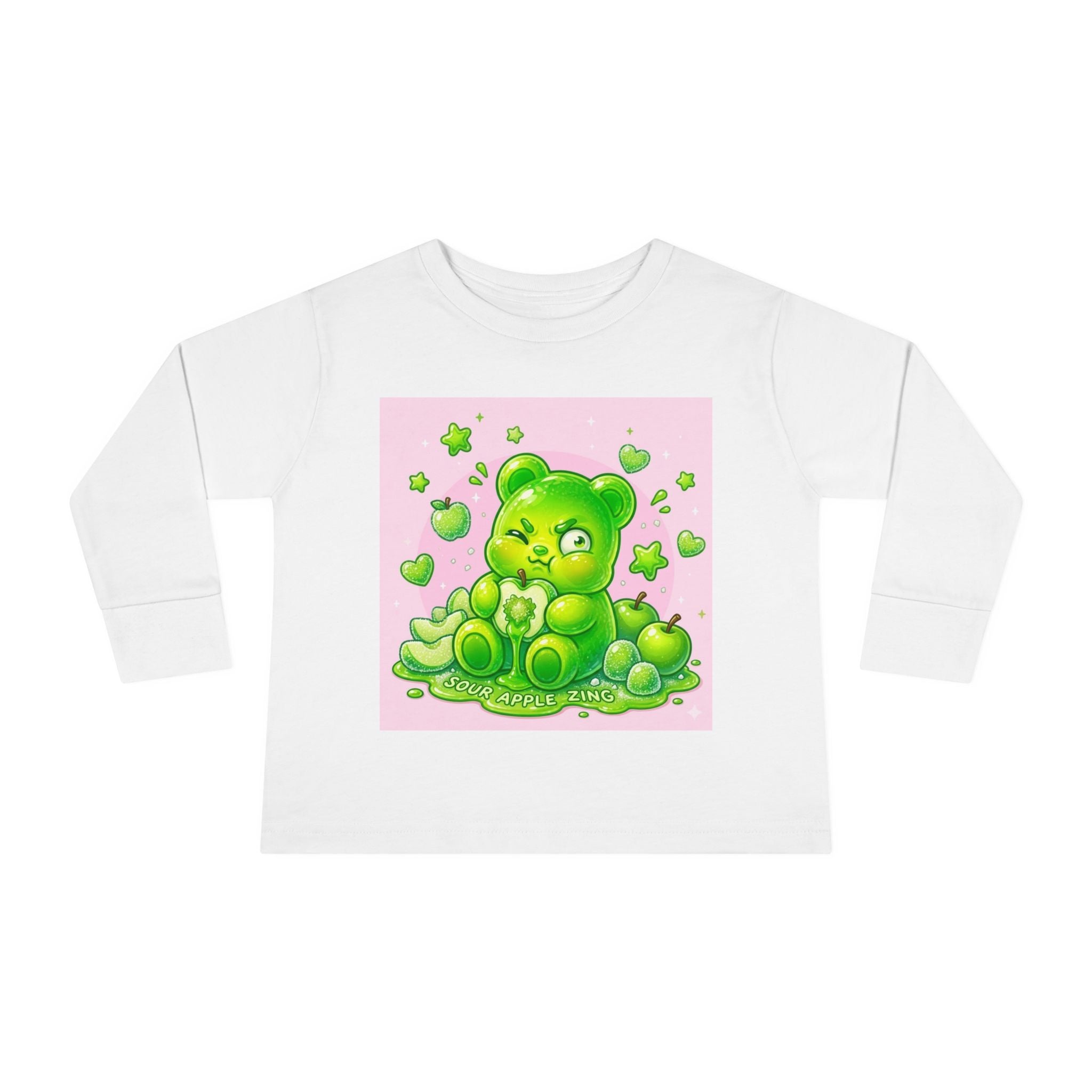 Green Sour Apple, Oozy Gummy Bear Friends- Kids Long Sleeve Shirt