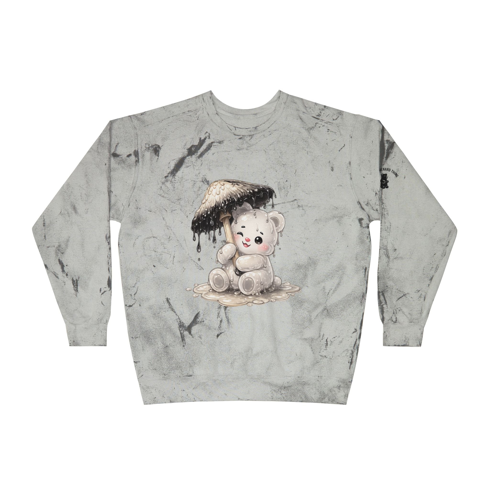Pretty White Drooping Ink Cap, Gooey Gummy Bear-Tie-Dye Graphic Sweatshirt
